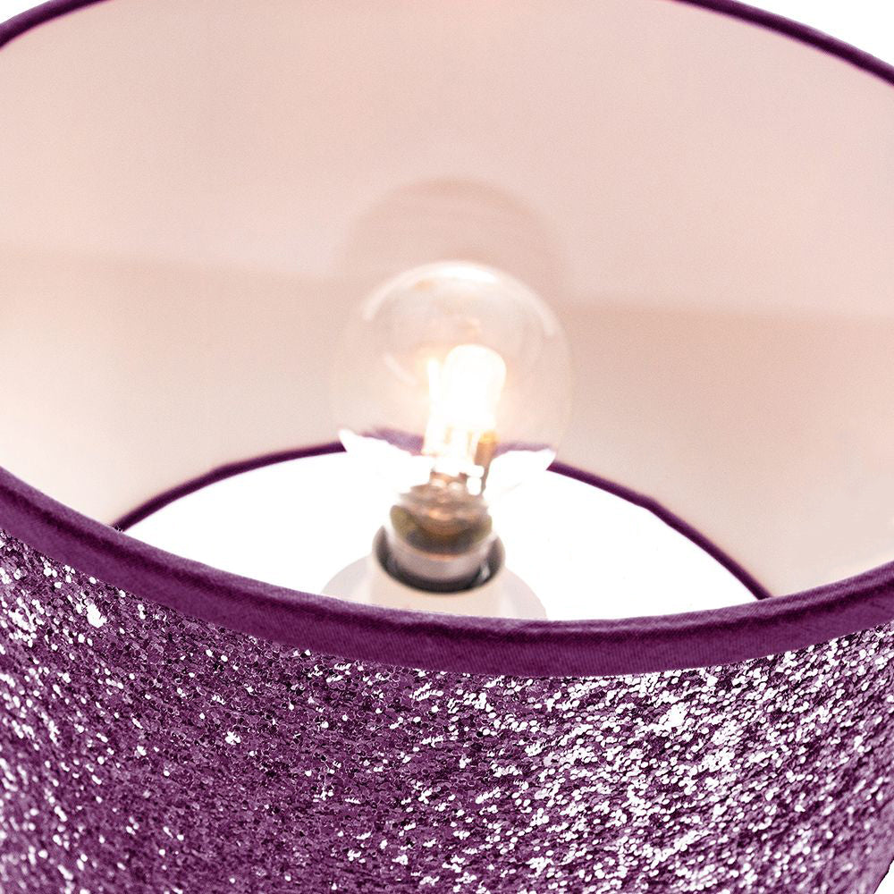 Modern and Designer Bright Purple Glitter Fabric Pendant/Lamp Shade 25cm Wide Image 4