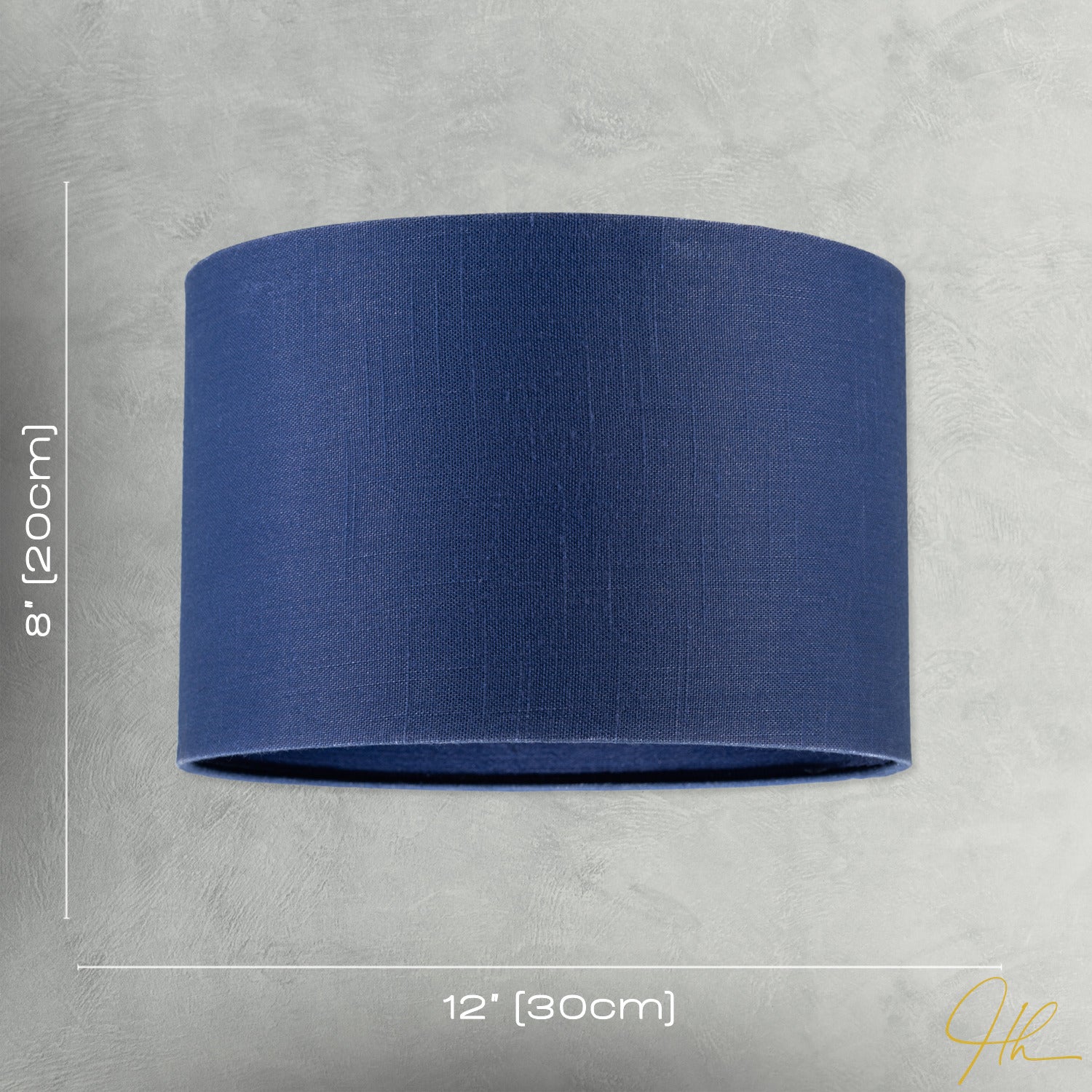 Designer Navy Peony Blue Textured Linen Fabric Circular Lamp Shade Image 7