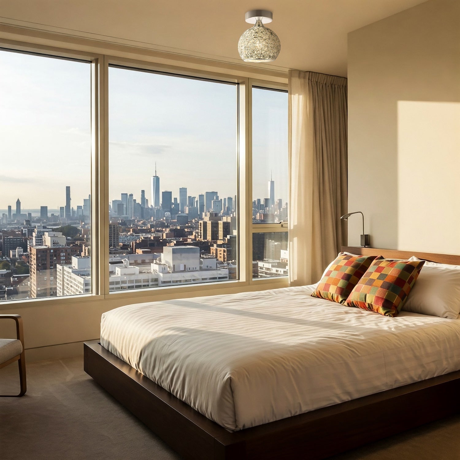 Modern Polished Chrome Ceiling Light Fitting with Twisting Metal Shade Image 7