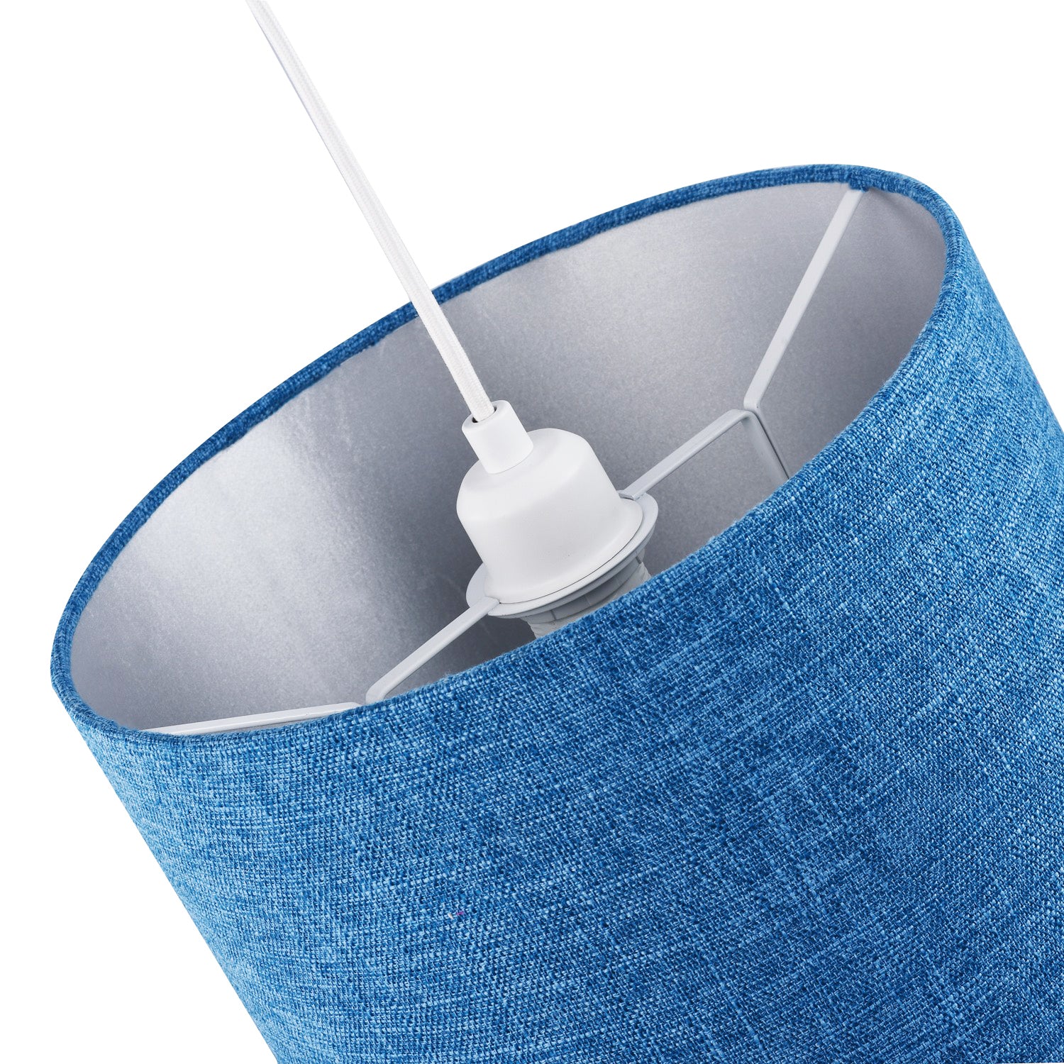 Contemporary and Sleek 12 Inch Midnight Blue Linen Drum Lamp Shade 60w Maximum Image 5