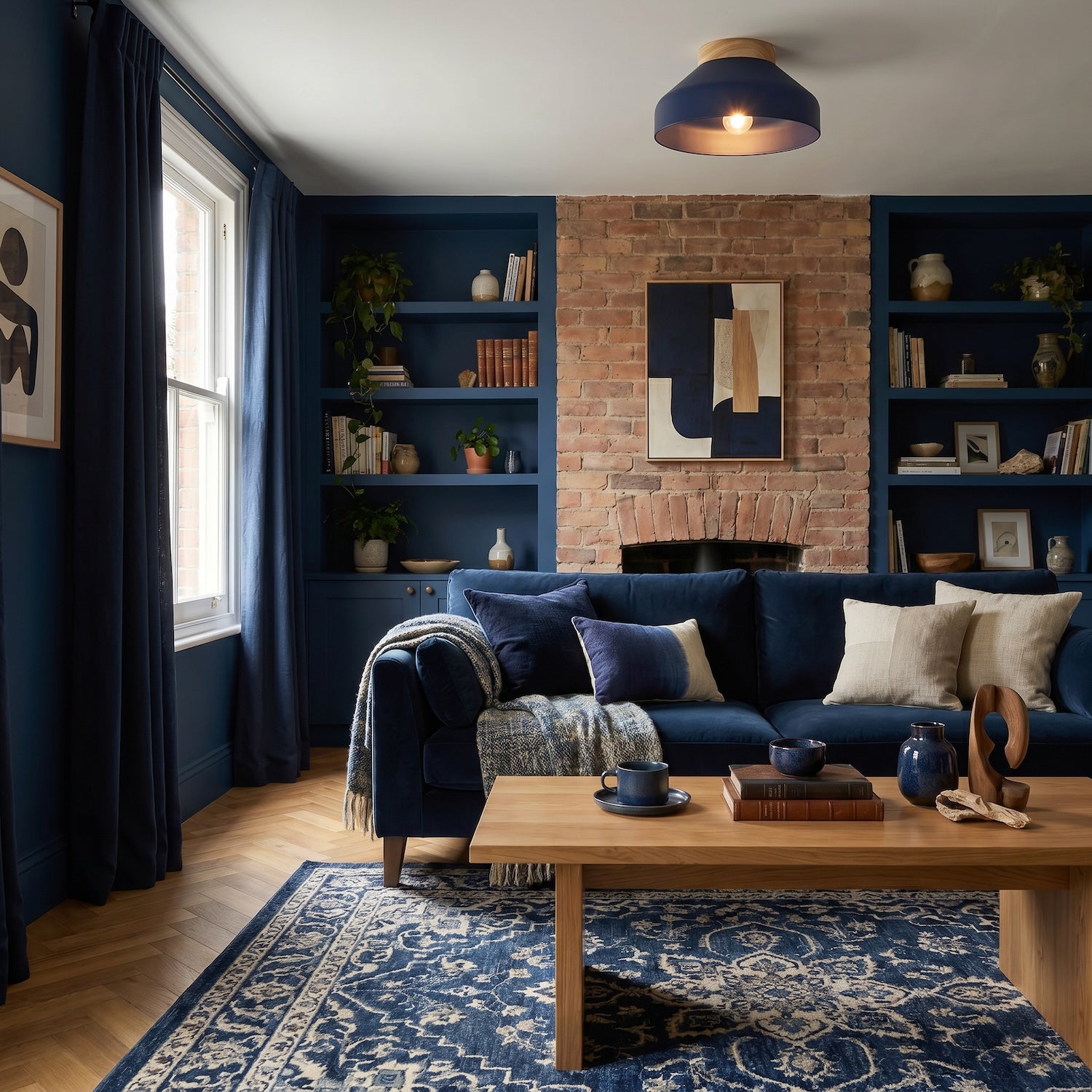 Chic Scandinavian Designed Semi Flush Ceiling Light in Midnight Blue Image 6