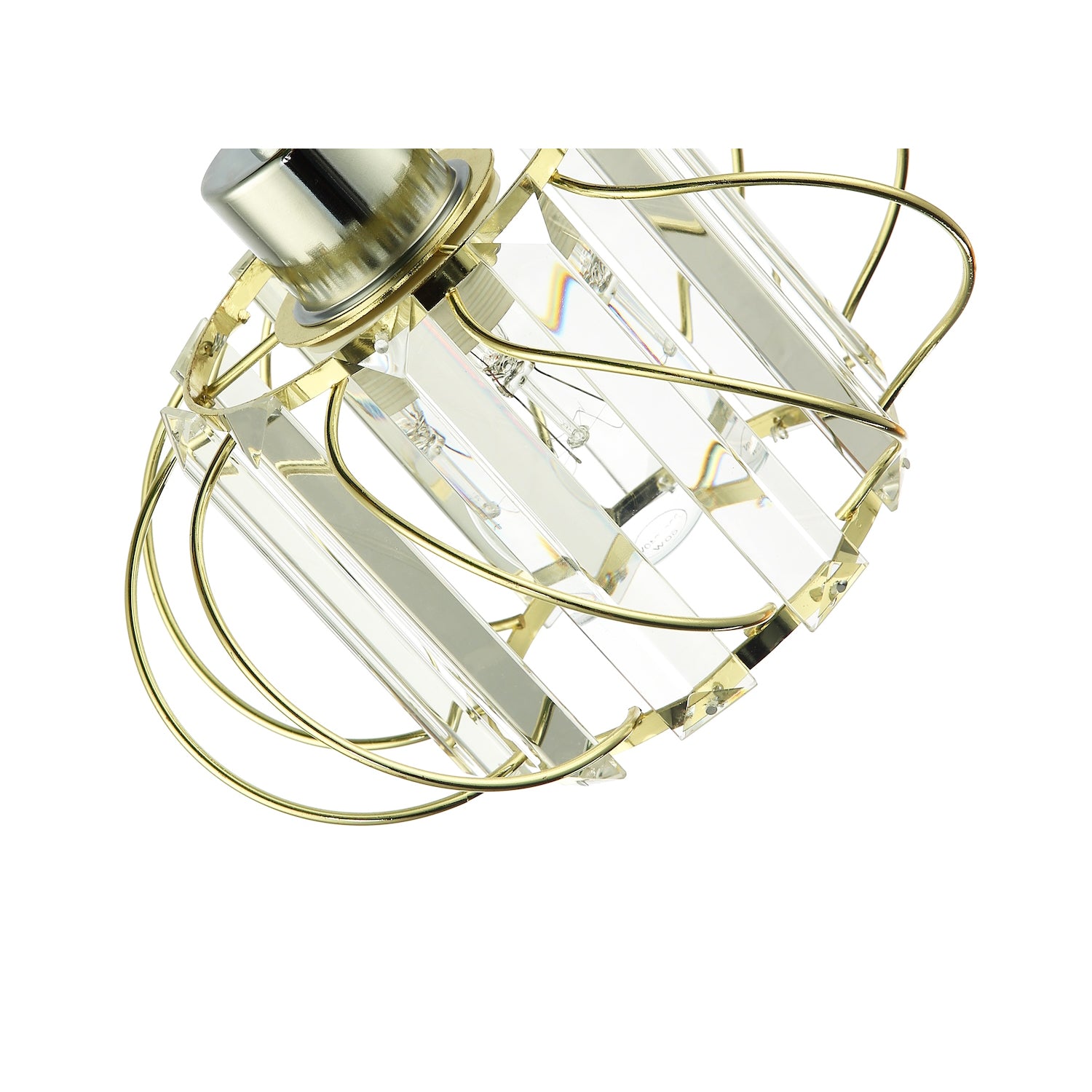 Modern Pendant Lamp Shade with Clear Acrylic Rectangular Prims and Gold Frame Image 5