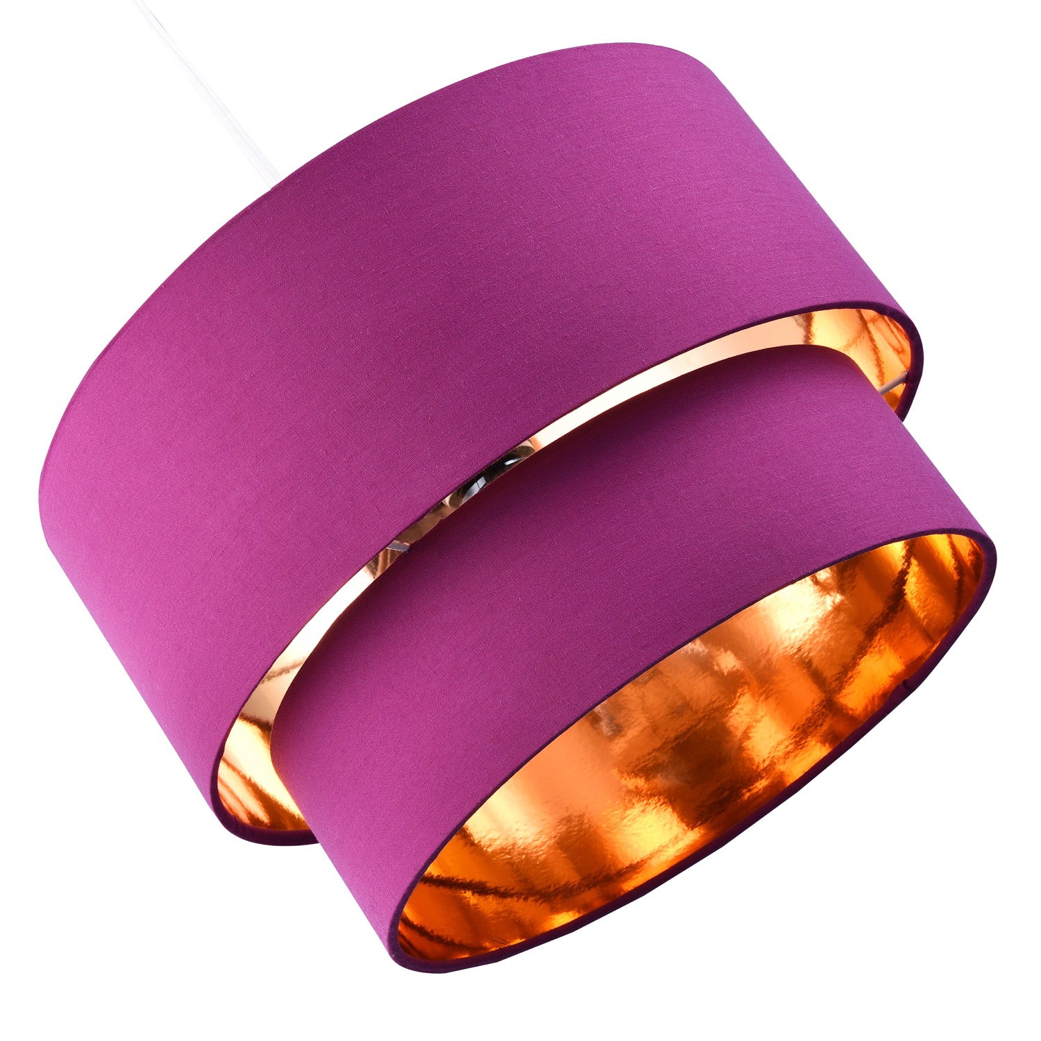 Modern Vivid Mulberry Cotton Double Tier Ceiling Shade with Shiny Copper Inner Image 3