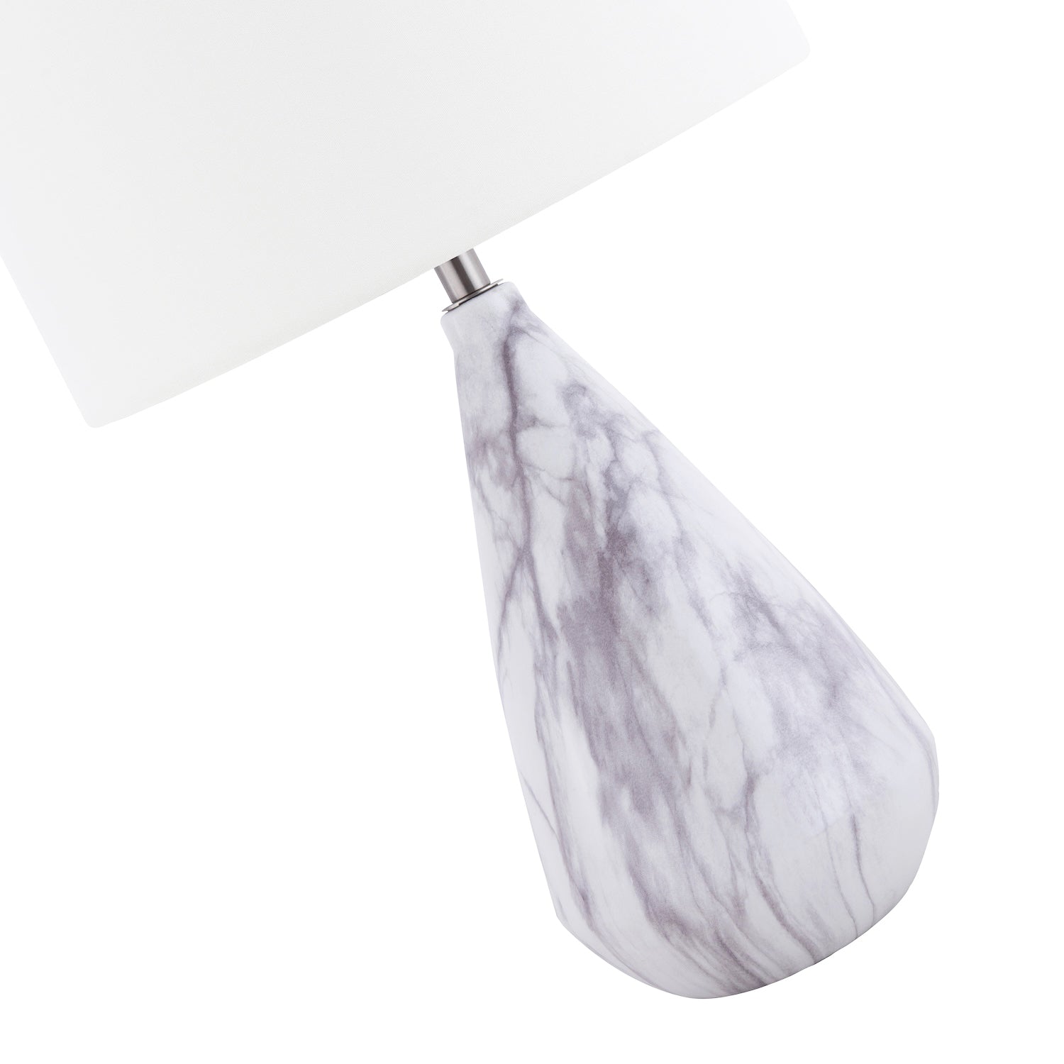 Marble Effect Ceramic Table Lamp Base with White Gloss Glazing and Chrome Trim Image 5