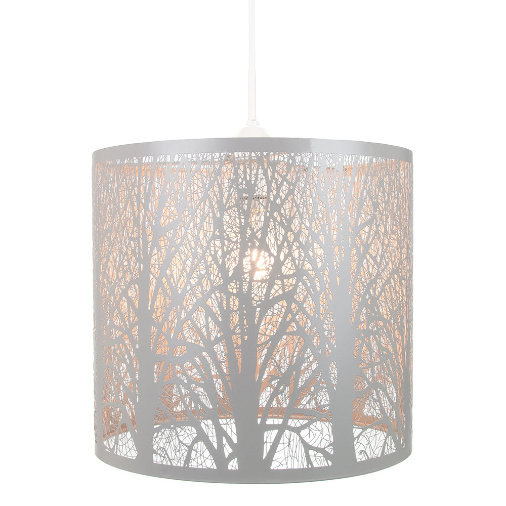 Unique and Beautiful Soft Grey Metal Forest Design Ceiling Pendant Shade Image 2