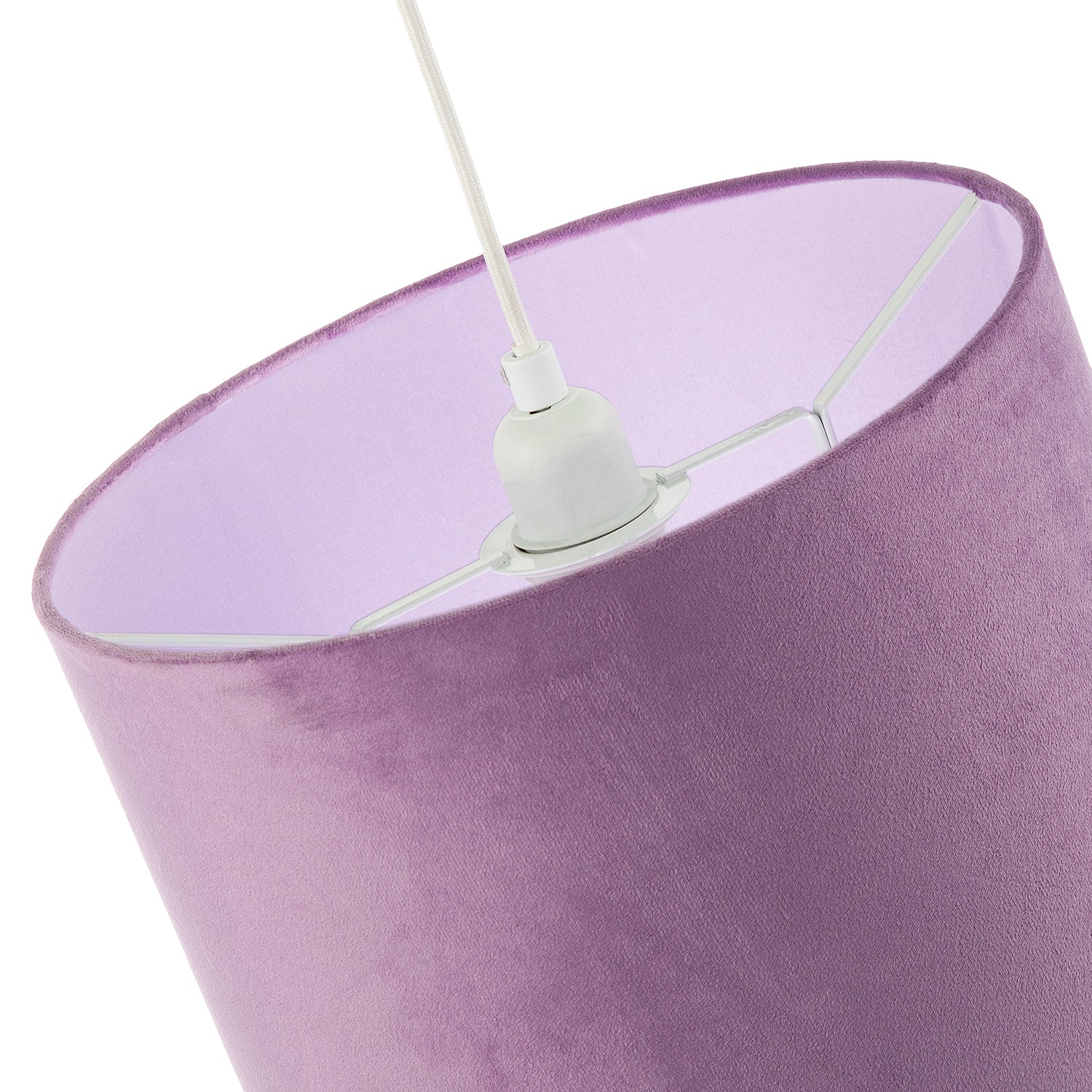 Soft Velvet Dark Lilac Fabric Round Lamp Shade for Table or Pendant Image 4