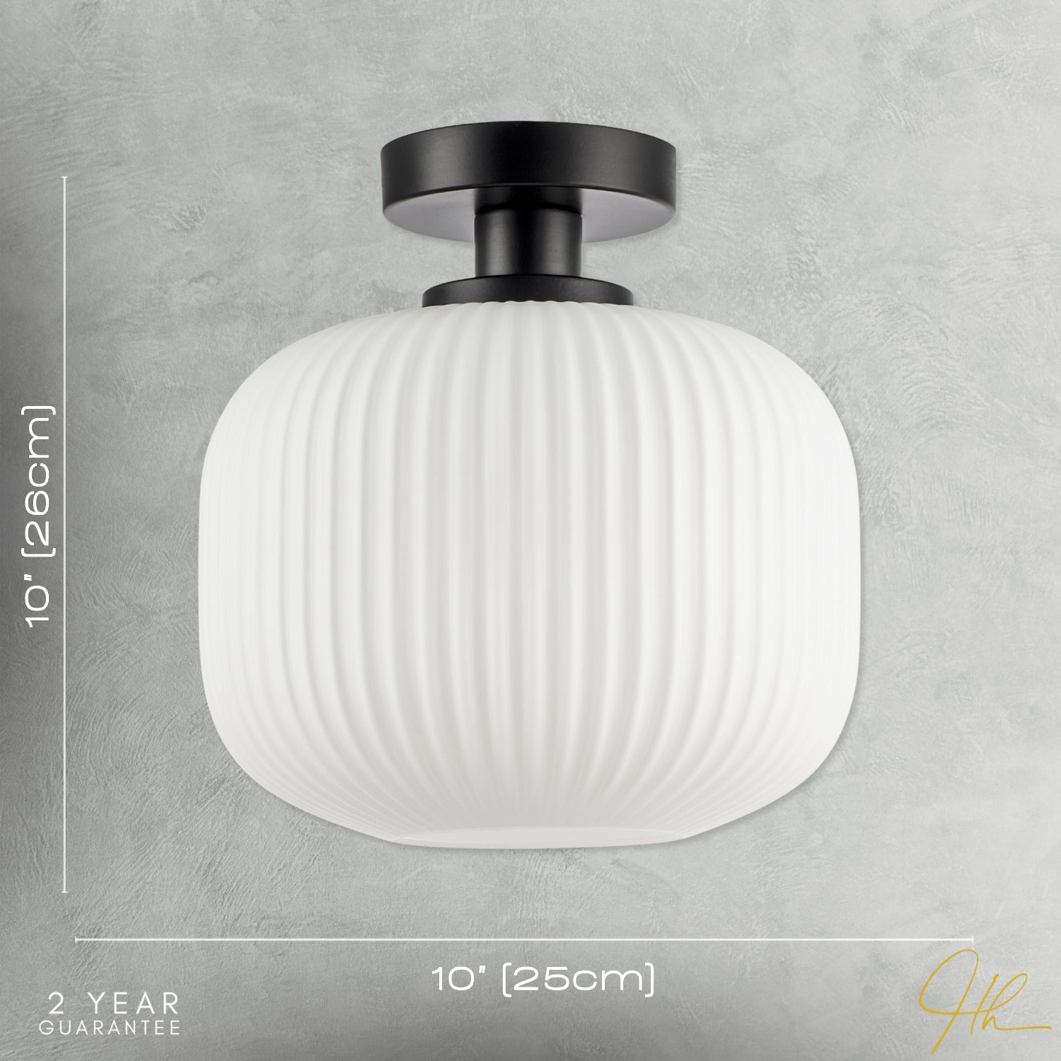 Matte Black Bathroom Ceiling Light with Opal Ribbed Glass Shade Image 7