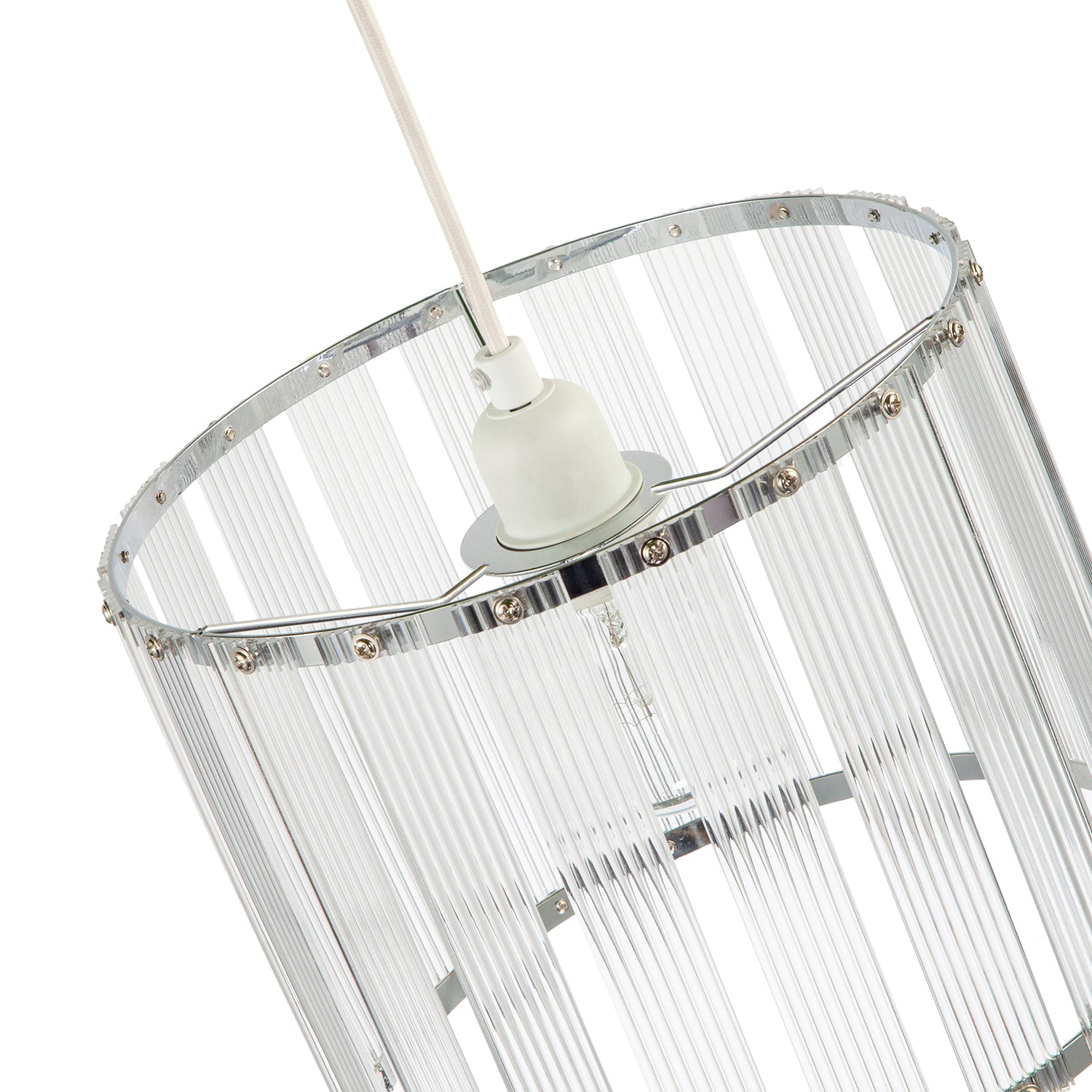 Designer Pendant Light Shade with Rippled Acrylic Transparent Columns Image 4
