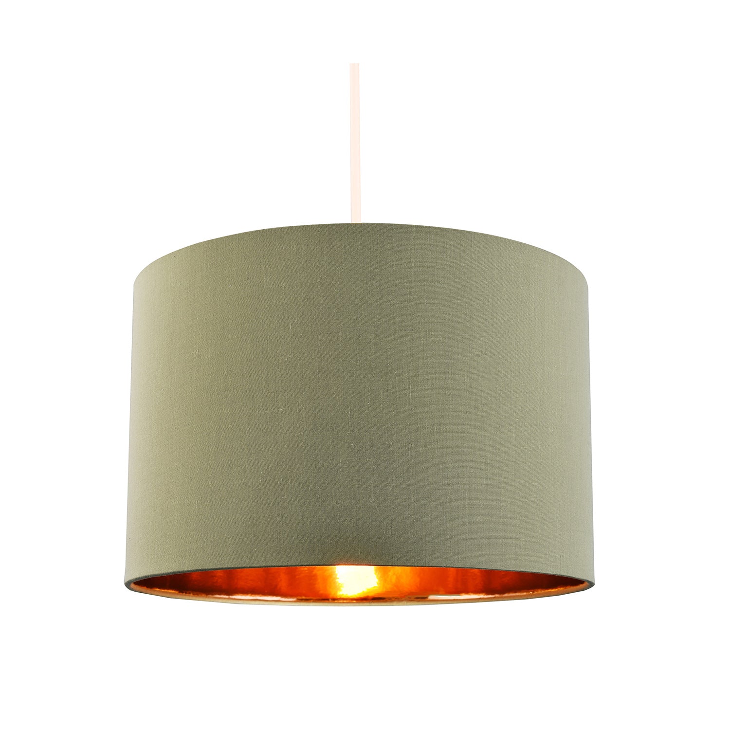 Contemporary Olive Cotton 10" Table/Pendant Lampshade with Shiny Copper Inner Image 2