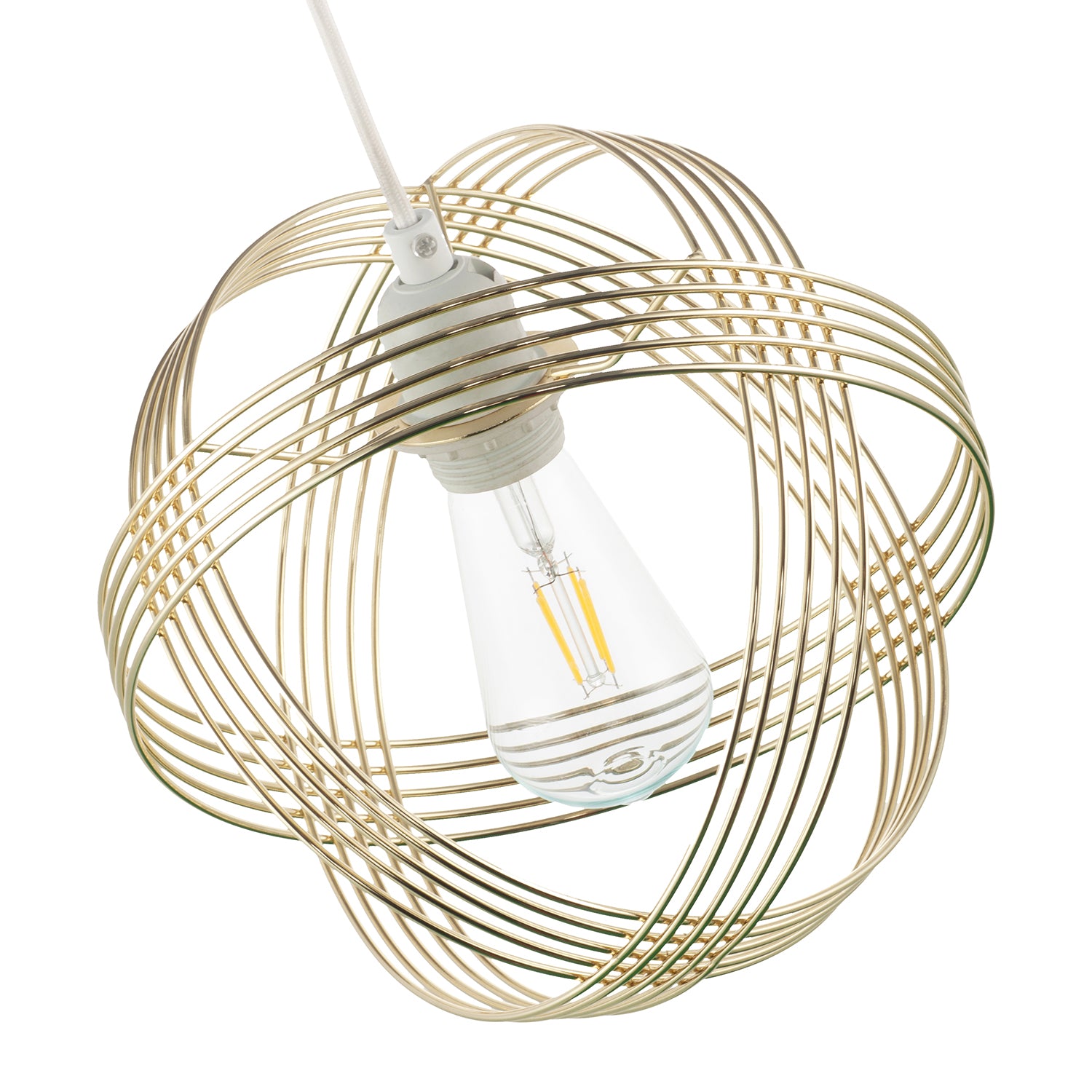 Polished Plated Gold Spherical Pendant Light Shade with 4-Ring Design Image 3