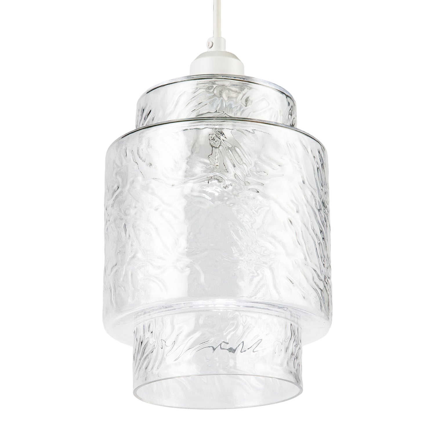 Clear Layered Glass Cylinder Pendant Light Shade with Tiered Design Image 4