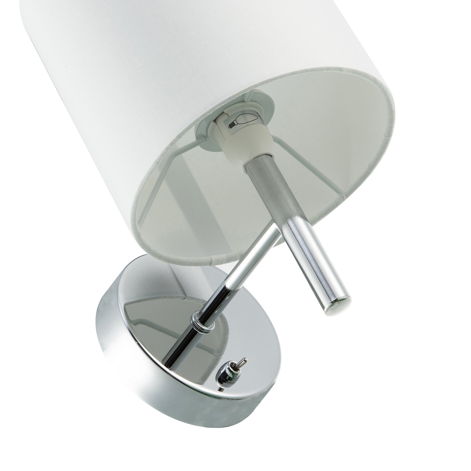 Contemporary Bedside Wall Lamp in Chrome with Toggle Switch and Shade Image 3
