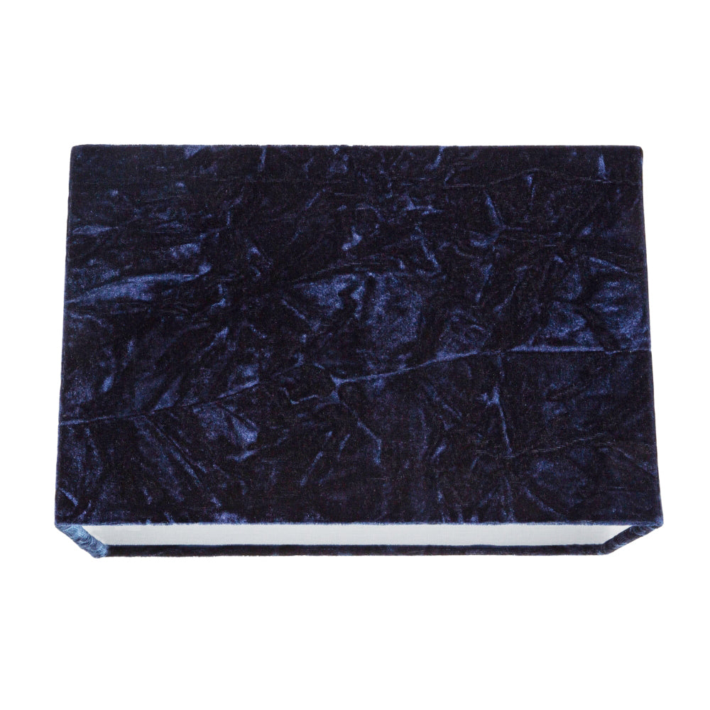 Contemporary Designer Midnight Blue Crushed Velvet Fabric Rectangular Lamp Shade Image 1