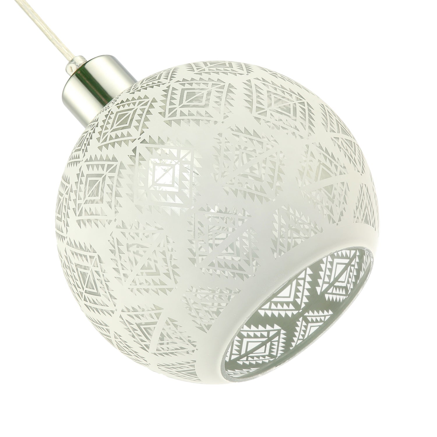 Modern Round Matte White Pendant Lighting Shade with Laser Cut Diamond Shapes Image 3