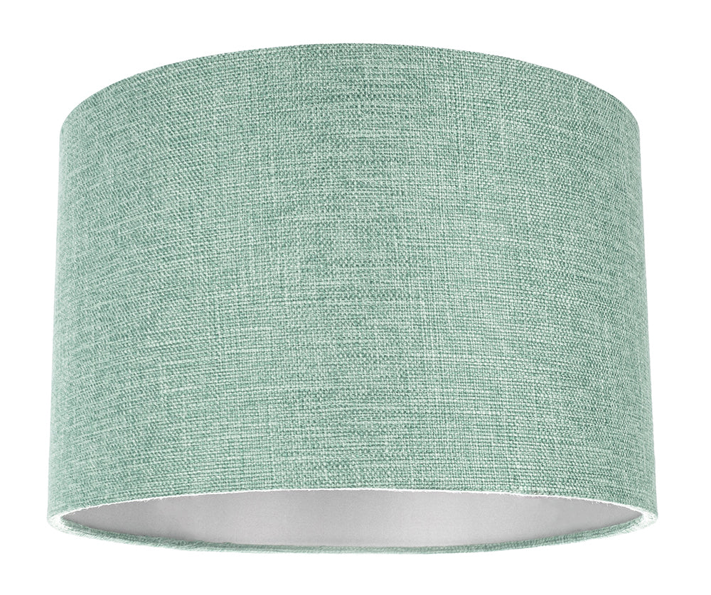 Contemporary and Sleek Mint Plain Linen Fabric Drum Lamp Shade 60w Maximum Image 1