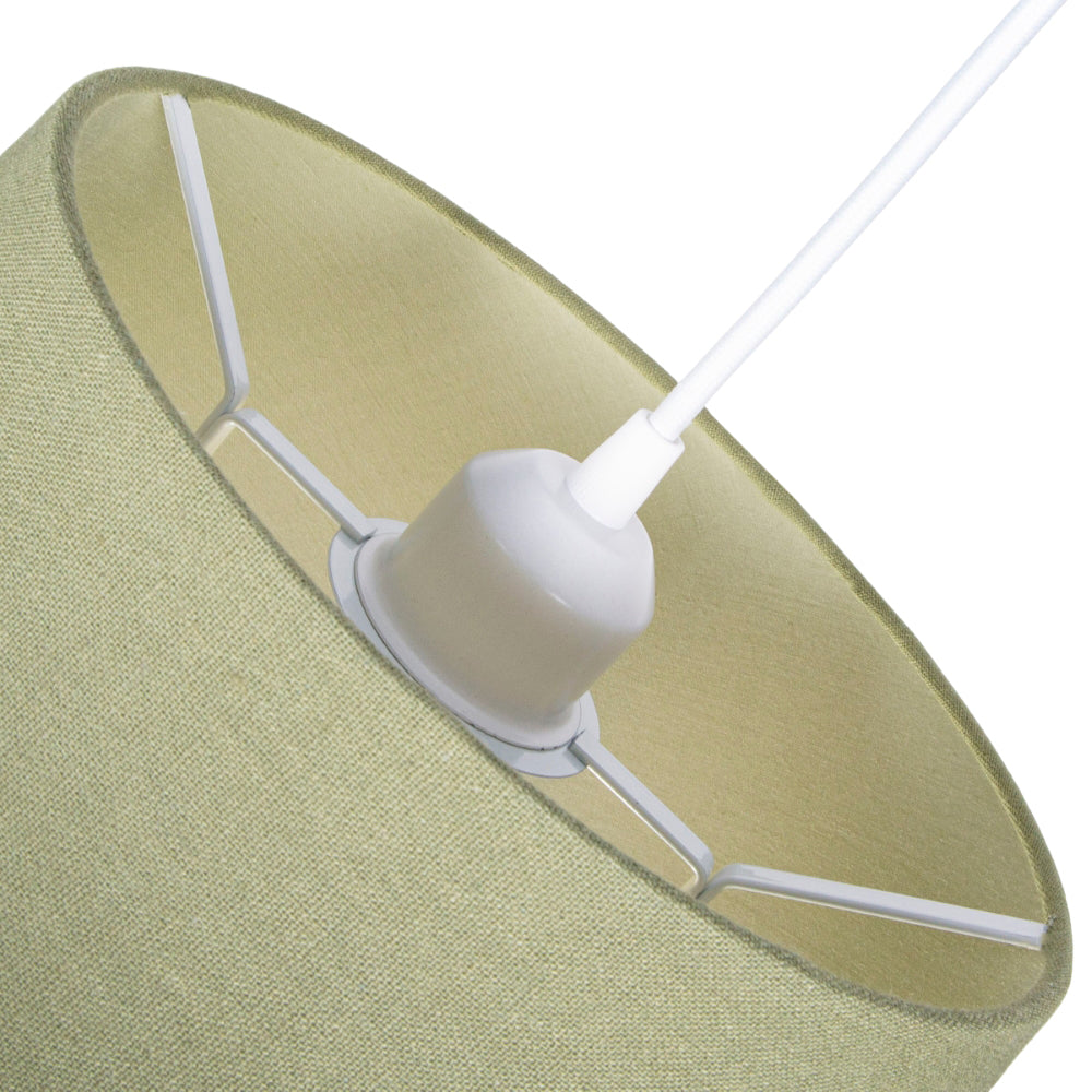 Classic 10 Inch Olive Green Linen Fabric Drum Table/Pendant Lamp Shade 60w Max Image 4