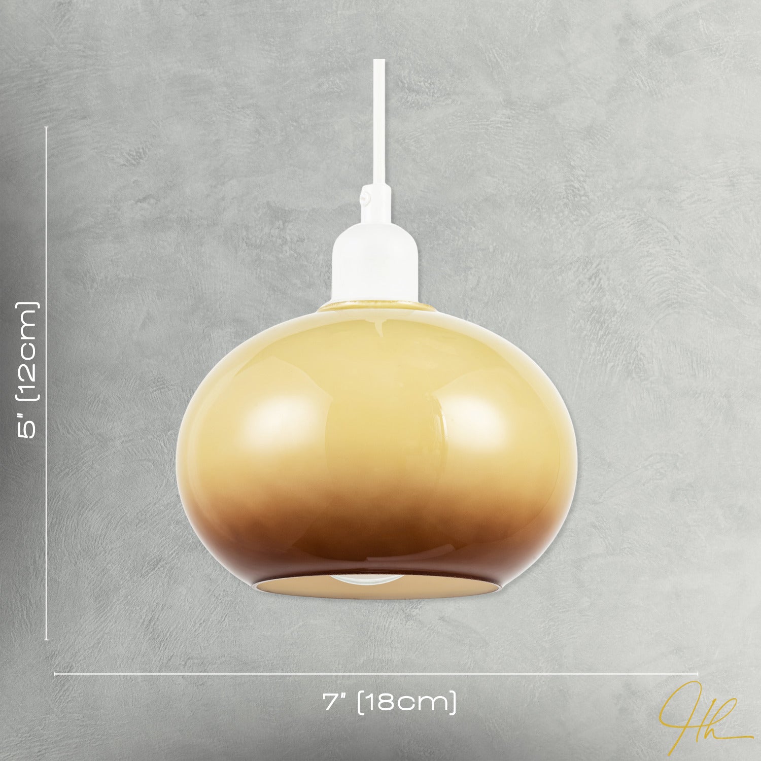 Gradient Amber Glass Globe Pendant Lamp Shade in Rounded Globe Form Image 7
