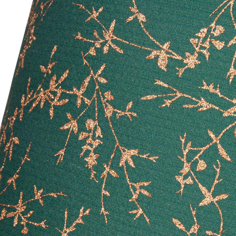 Modern Forest Green Cotton Fabric 10" Shade with Copper Foil Floral Decoration Image 3