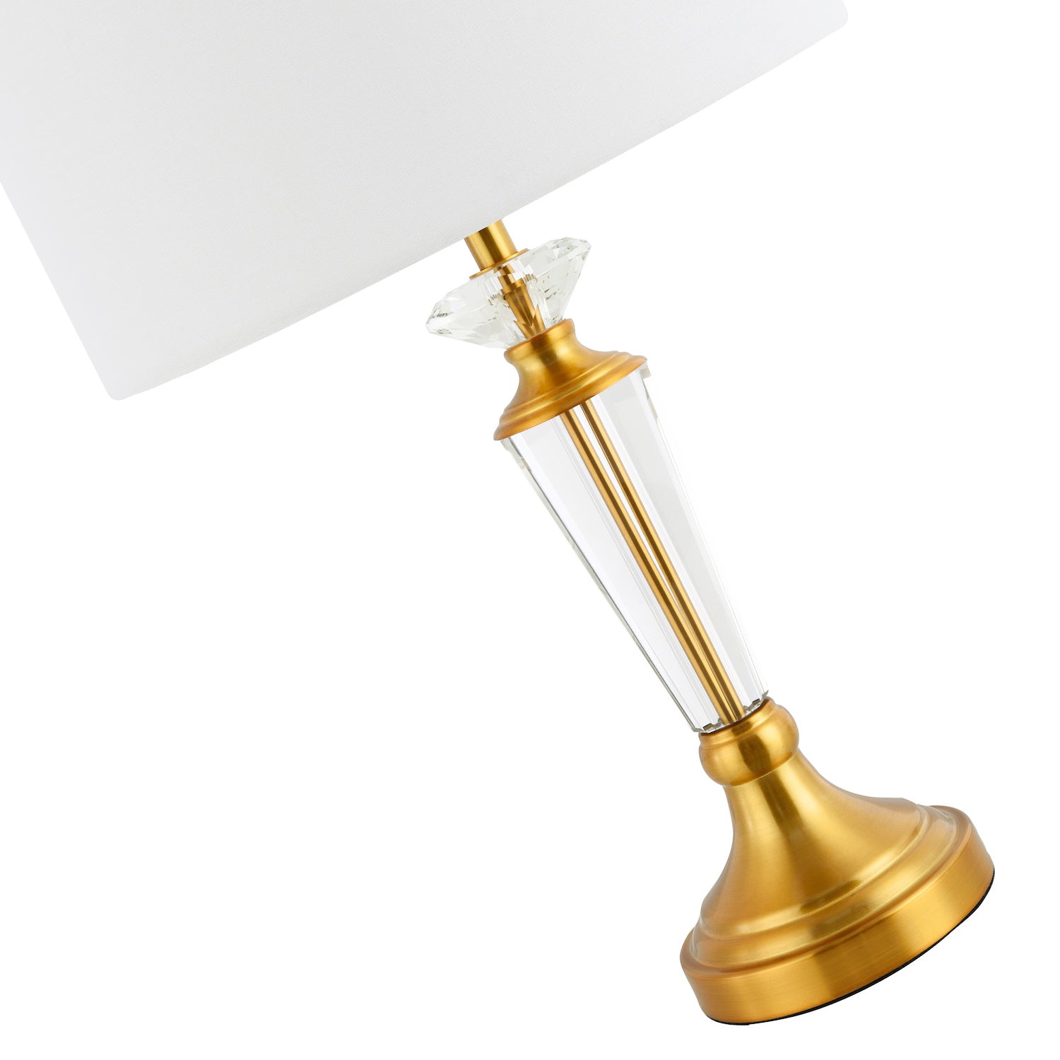 Modern Brushed Gold and Clear Crystal Glass Table Lamp Base with Inline Switch Image 4