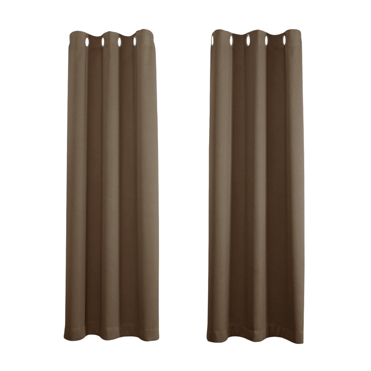 Brown Blackout Curtains - Eyelet Thermal Curtain  - 66 x 72 Inch Drop - 2 Panel Image 1