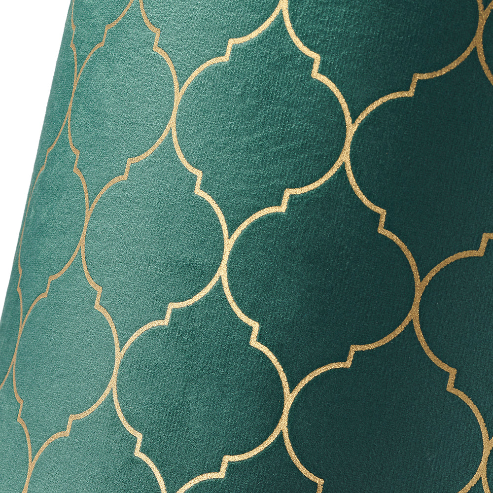 Modern Soft Brushable Forest Green Velvet 30cm Lamp Shade with Gold Foil Decor Image 3