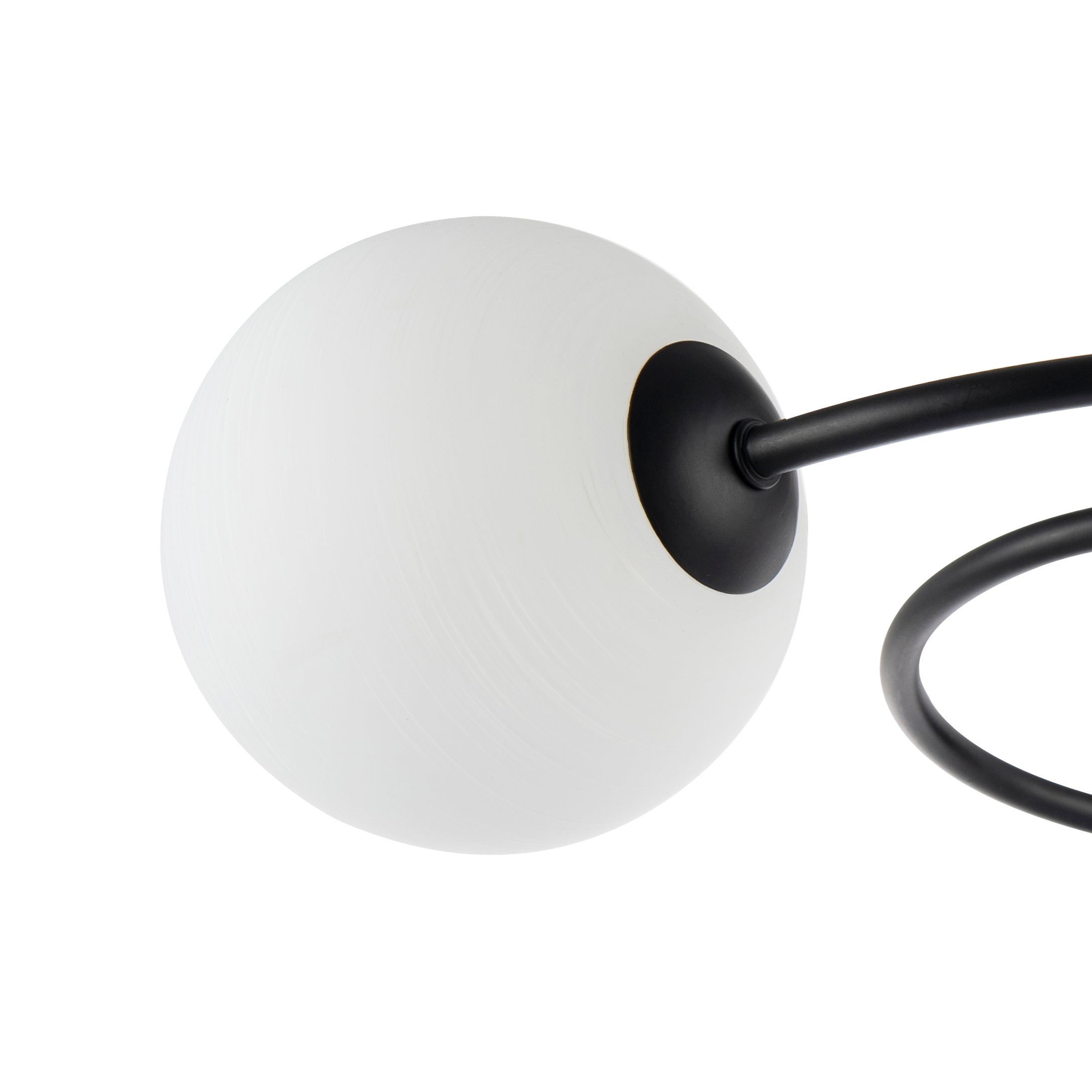 Modern 3-Arm Matte Black Ceiling Light with Opal Swirl Glass Spherical Shades Image 5