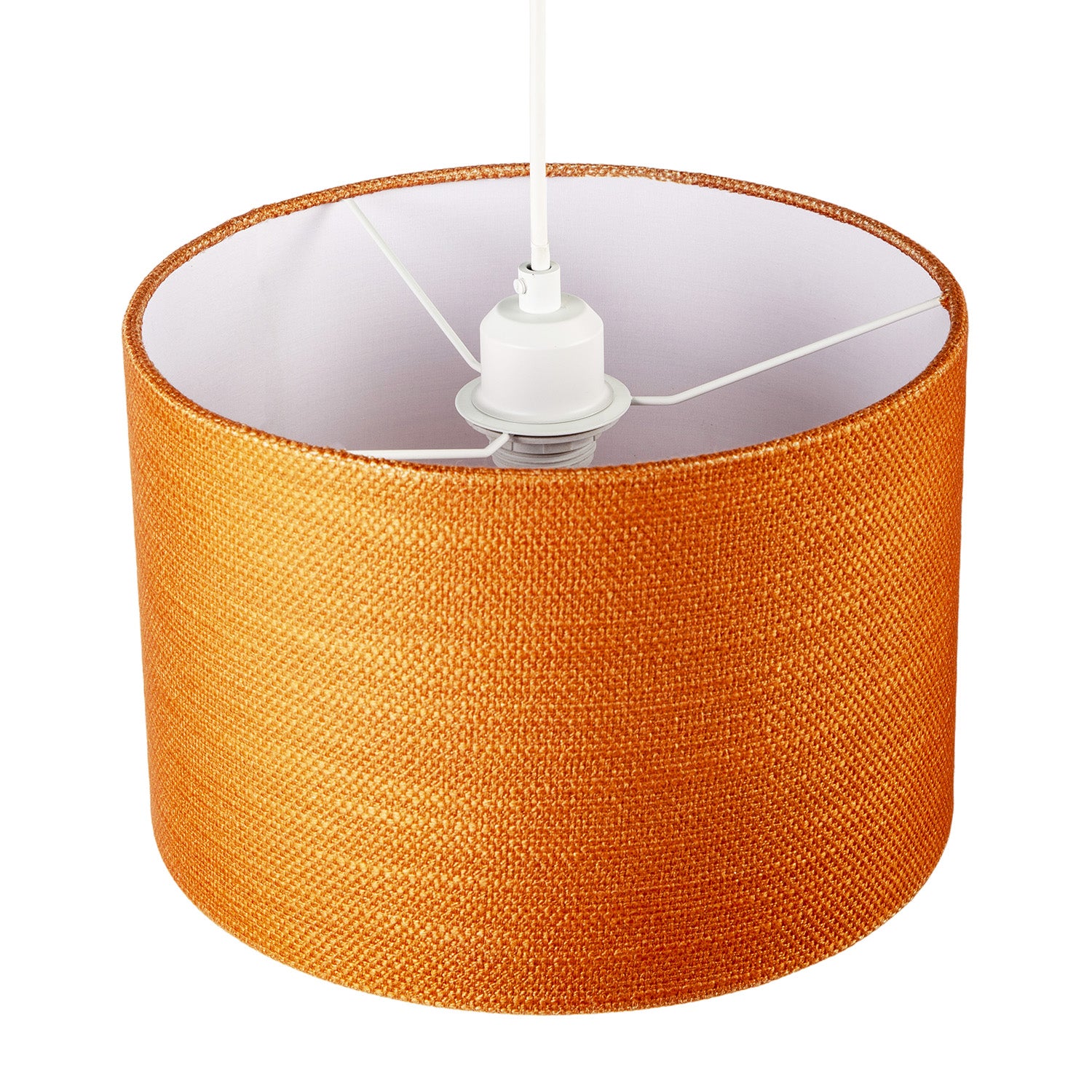 Desert Sun Orange Textured Linen Pendant Lighting Shade with Diffuser Image 3