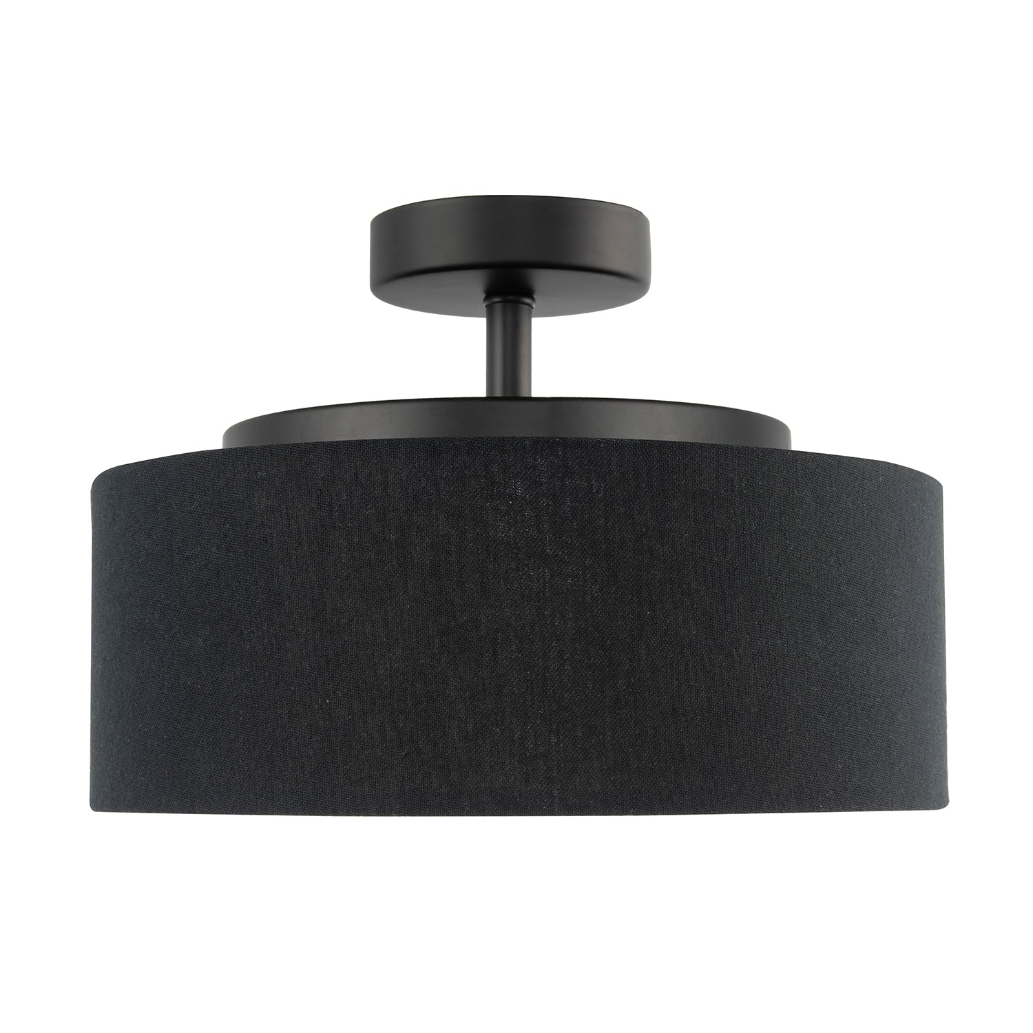Contemporary Black Linen Fabric Semi Flush Ceiling Light Fixture Image 3