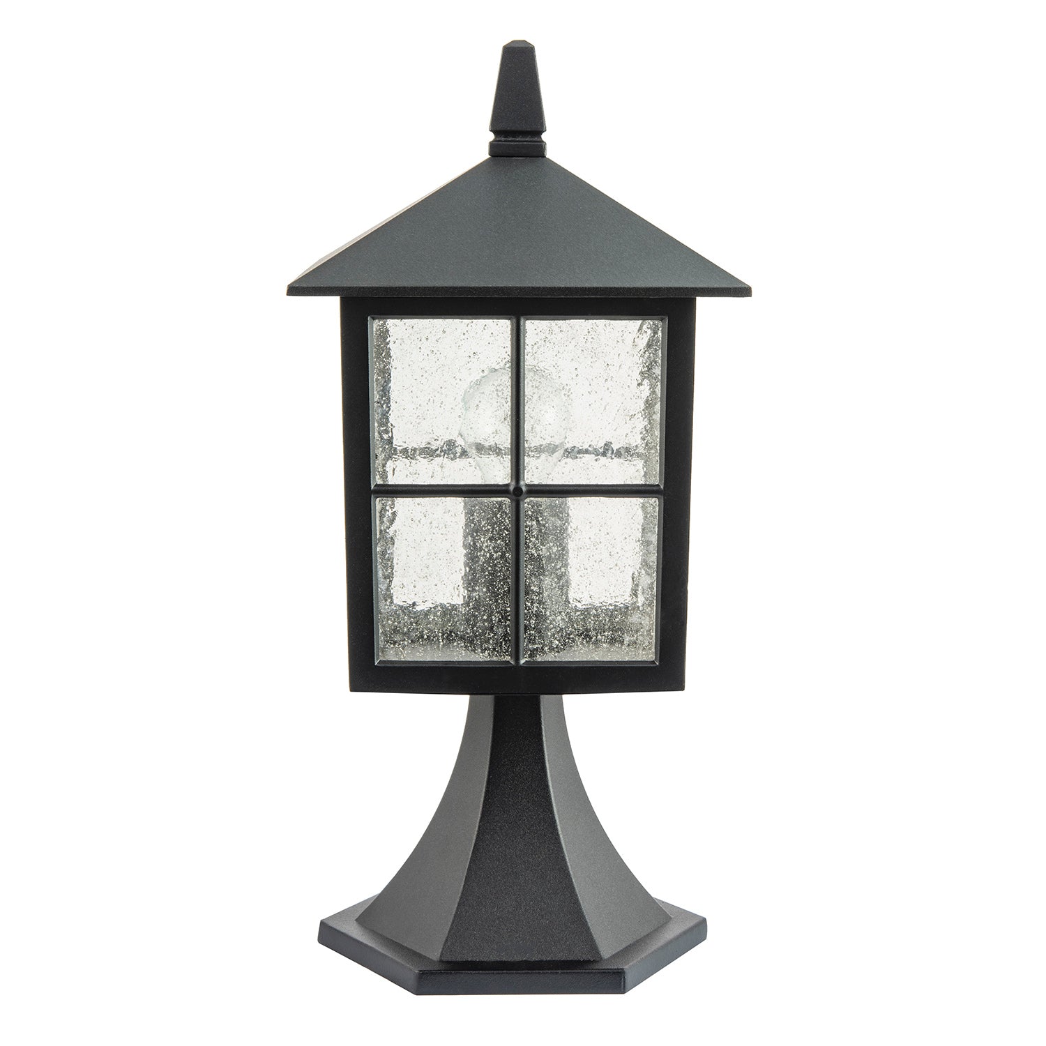 Classic Matte Black Die-Cast Aluminium Metal Exterior Lantern Bollard Fitting Image 3