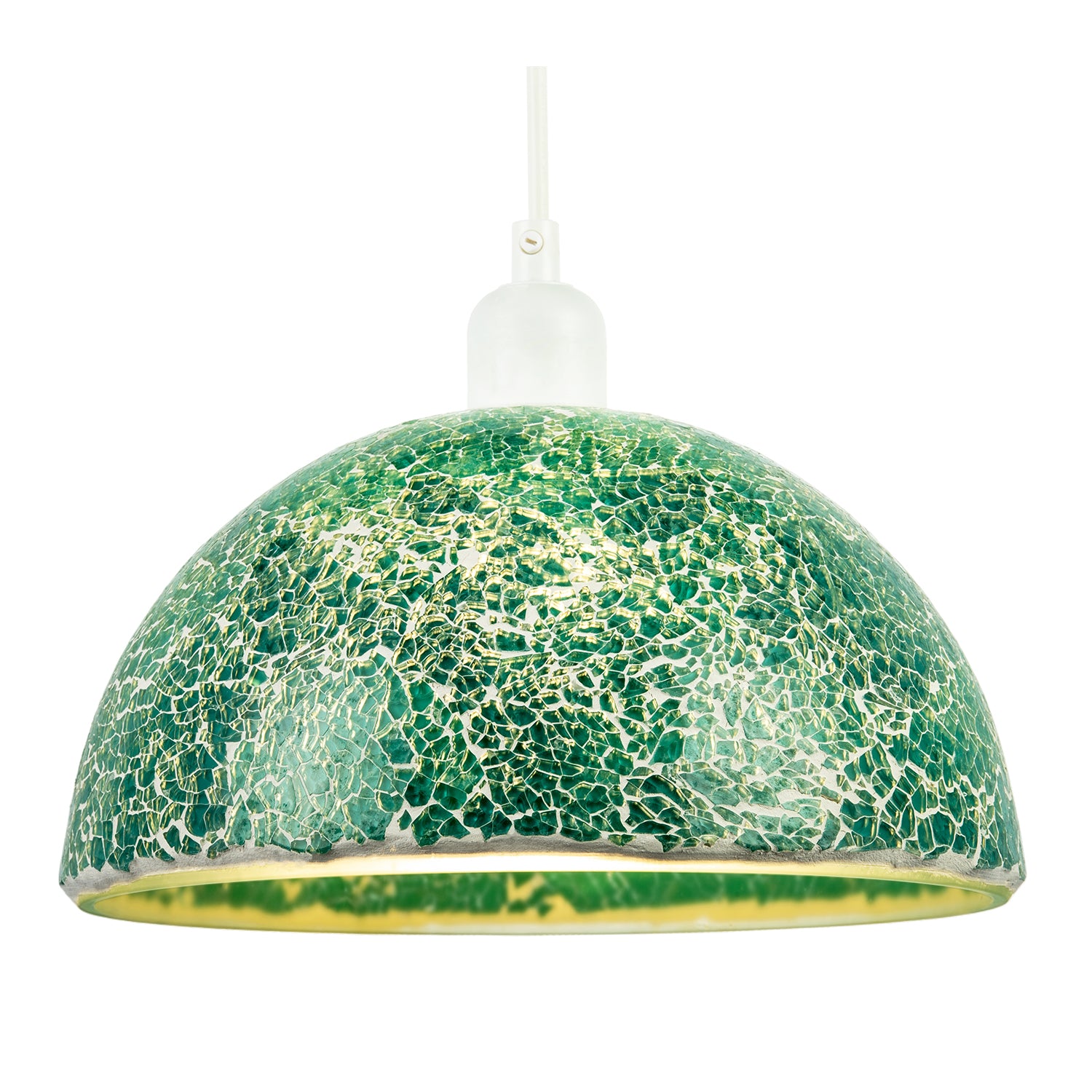 Teal Mosaic Handmade Pendant Lamp Shade with Domed Semi Circular Shape Image 2