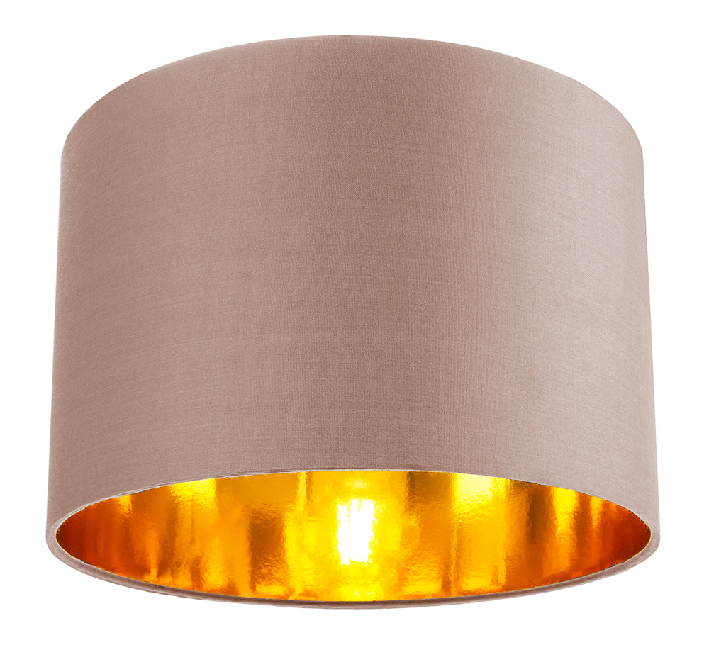 Contemporary Taupe Cotton 12" Table/Pendant Lamp Shade with Shiny Copper Inner Image 1