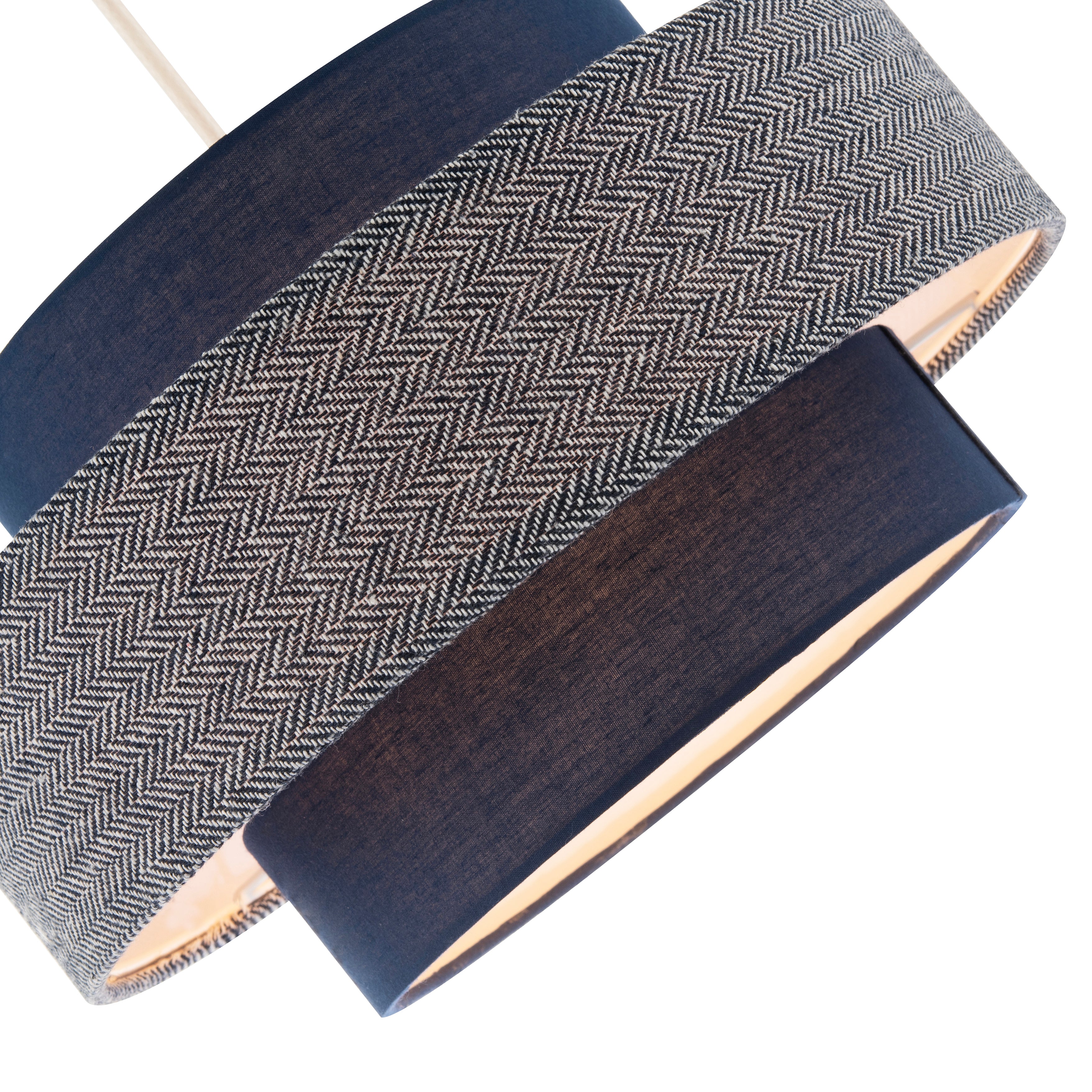 Modern Navy Blue Herringbone Linen Triple Tier Design Pendant Shade Image 4