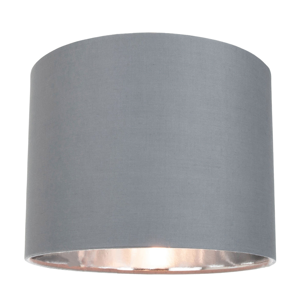 Contemporary Grey Cotton 10" Table/Pendant Lamp Shade with Shiny Silver Inner Image 1