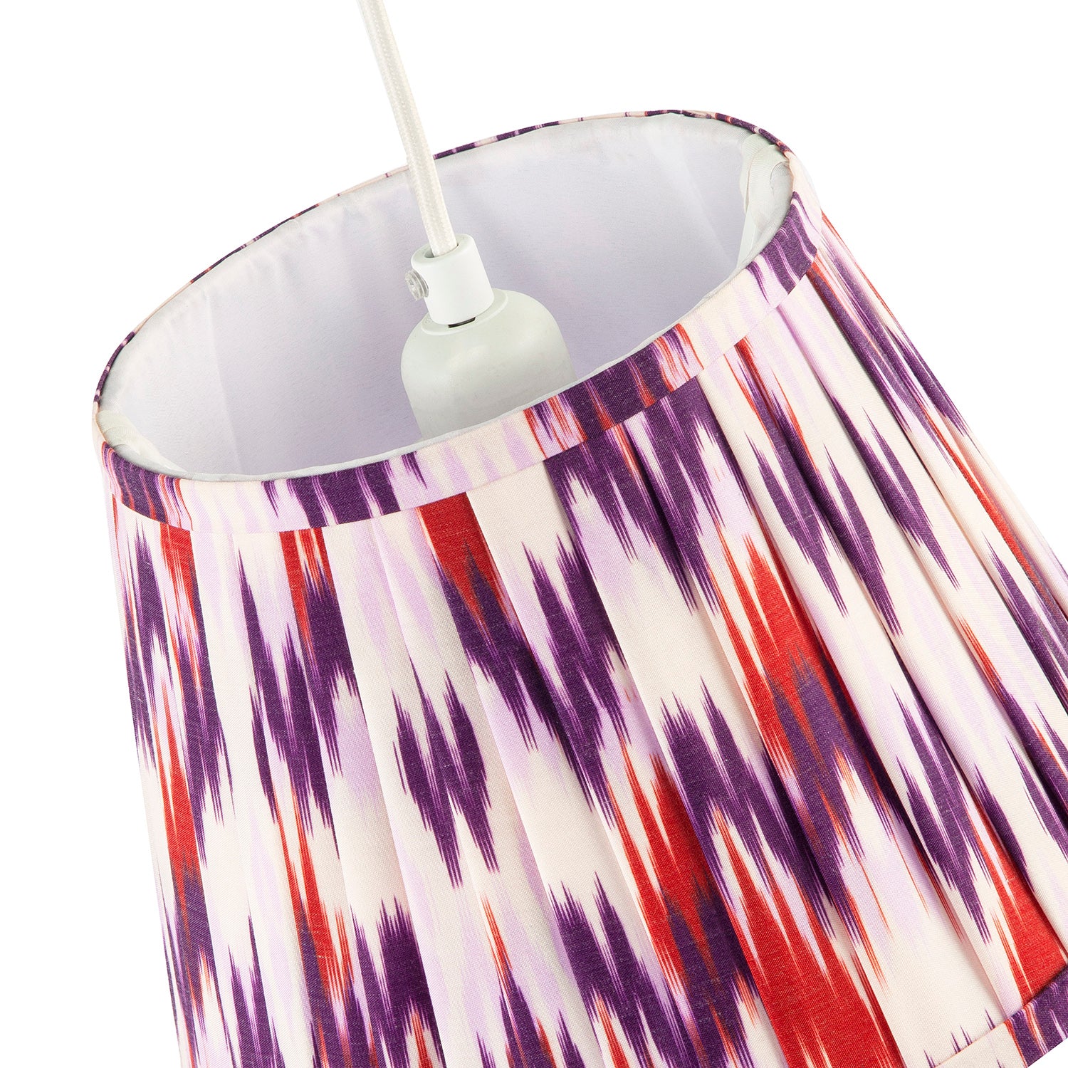 Purple and Burgundy Pleated Cotton Lamp Shade with Zig Zag Design Image 3