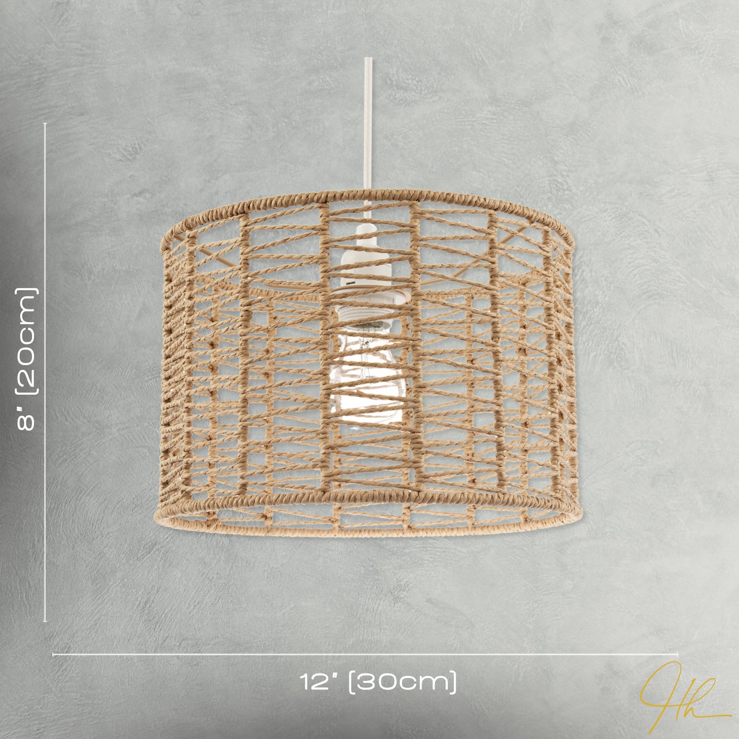 Classic Twisted Brown Paper Pendant Light Shade with Strapped Design Image 7
