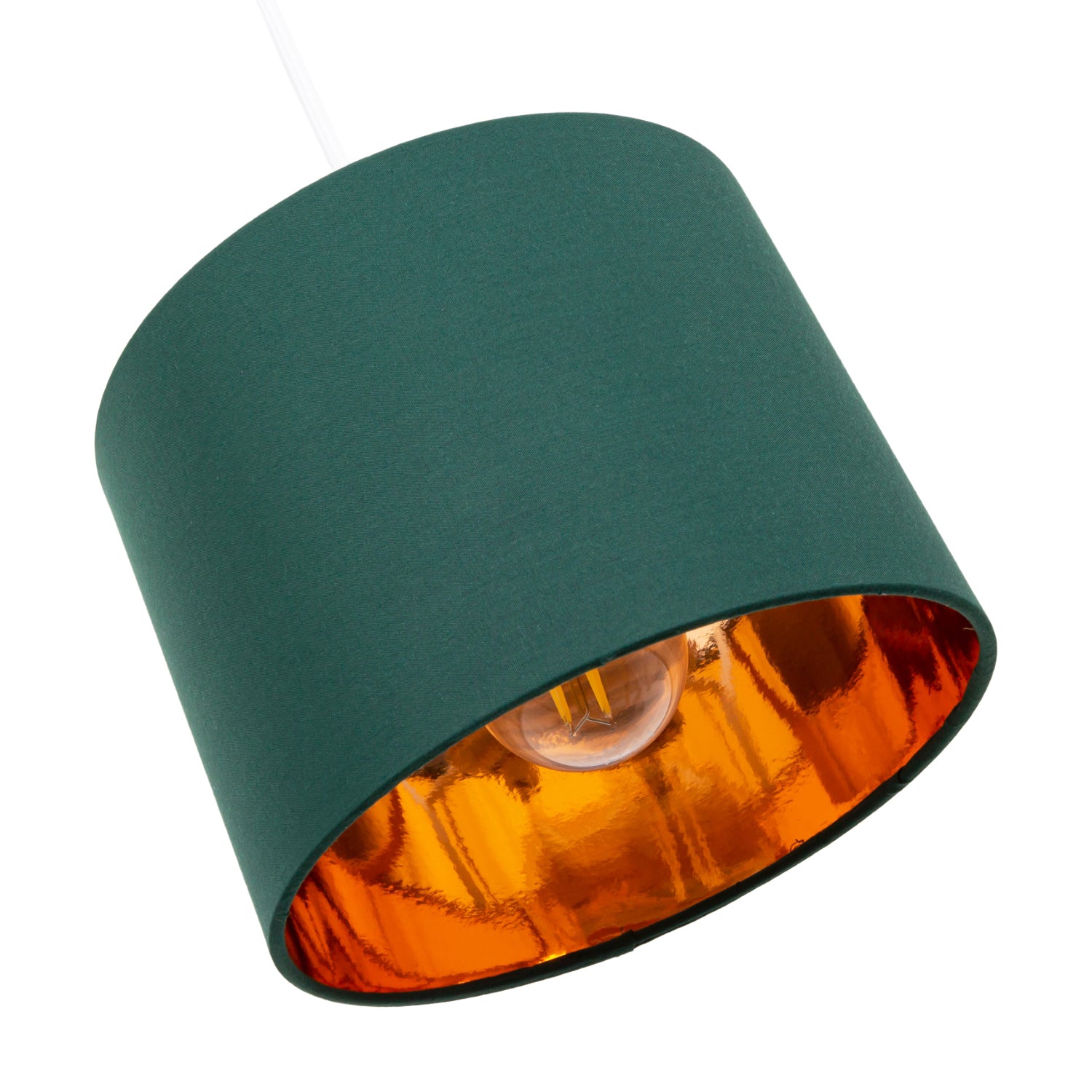 Modern Forest Green Cotton Fabric Small 8" Lamp Shade with Shiny Copper Inner Image 4