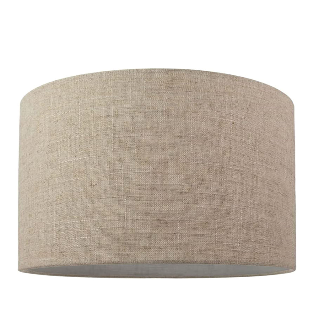 Contemporary and Classic Natural Dark Beige Oatmeal Linen Fabric 16" Lamp Shade Image 1