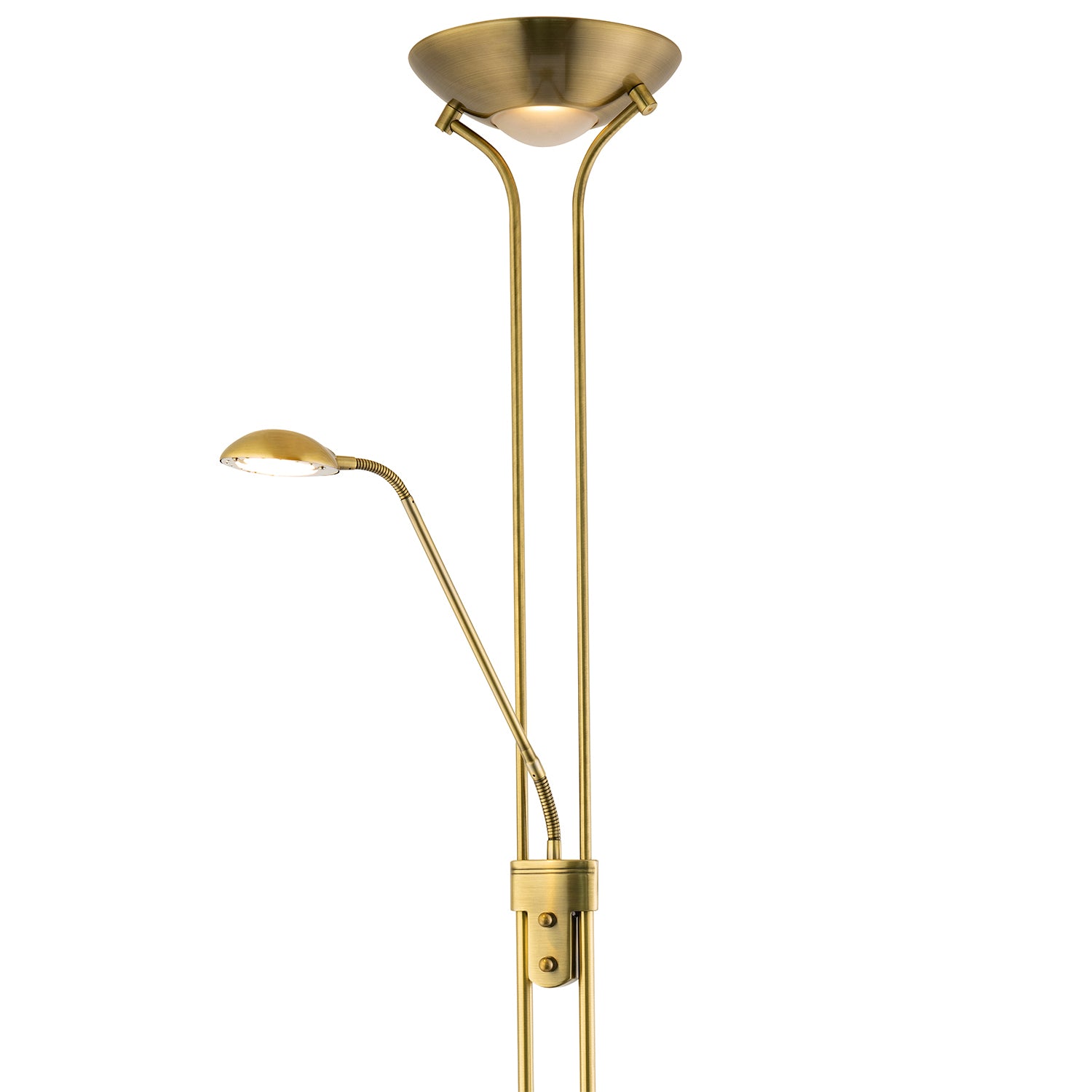 LED Mother and Child Floor Lamp in Antique Brass with Rotary Dimmer Switches Image 3