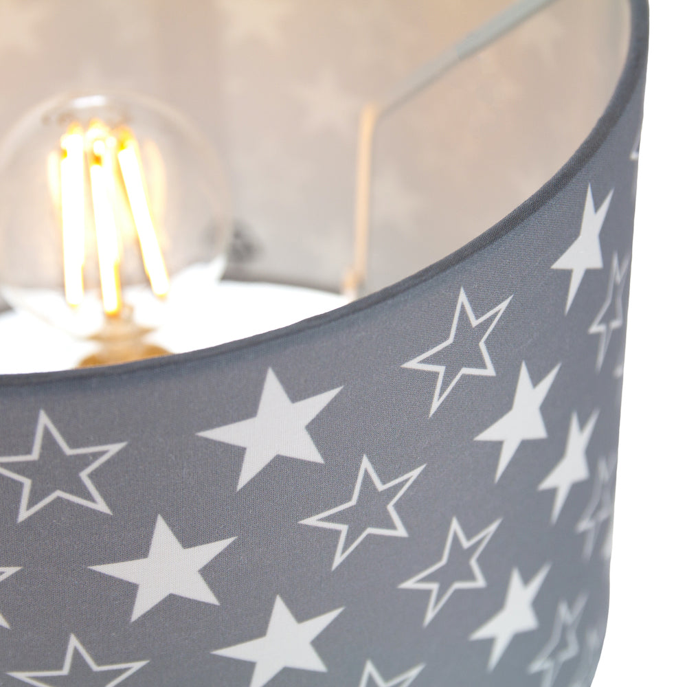 White Stars Children's/Kids Grey Cotton Fabric Bedroom Lamp or Pendant Shade Image 4