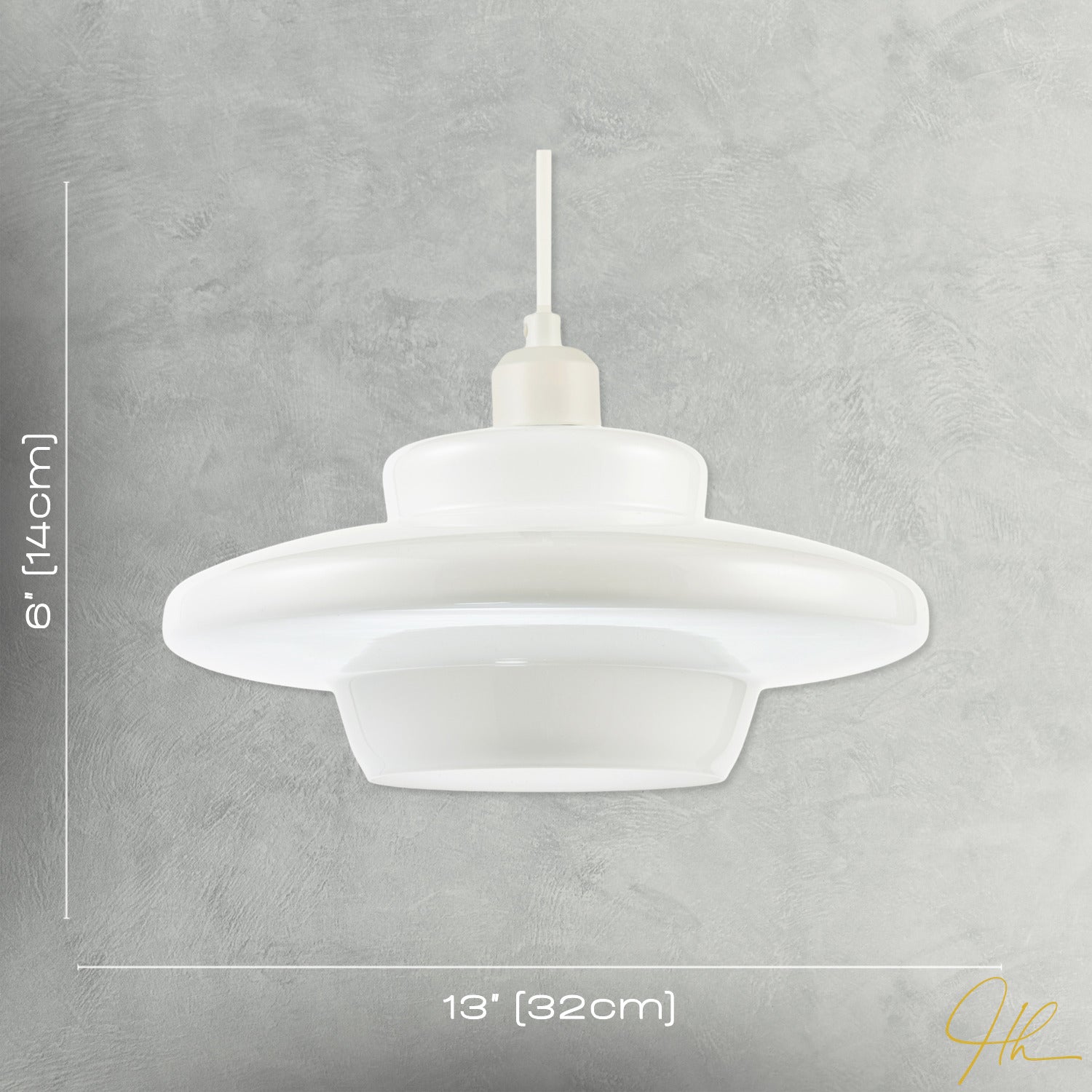 Modern UFO Disc Styled Ceiling Pendant Light Shade in Opal White Glass Image 7
