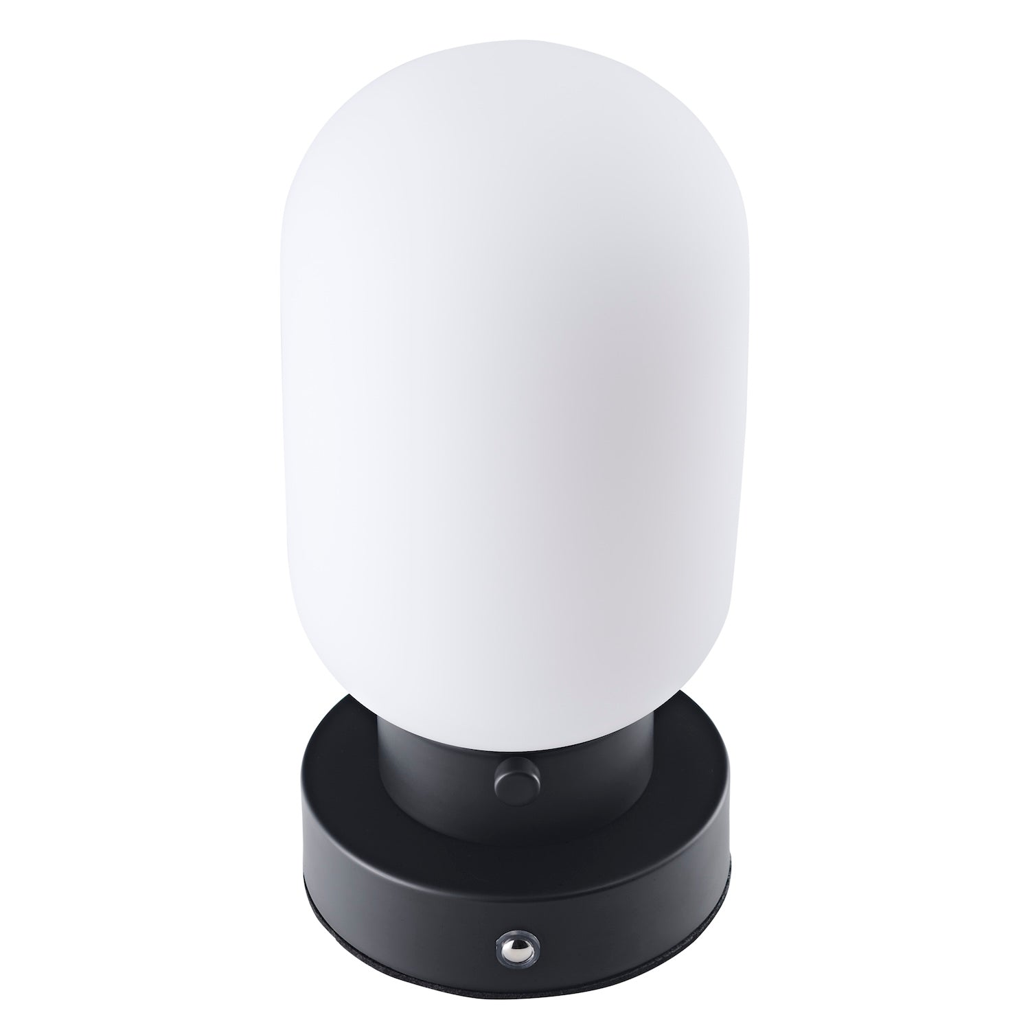 Chic Matte Black Rechargeable Touch Dimmable Table Lamp with Rounded White Shade Image 3