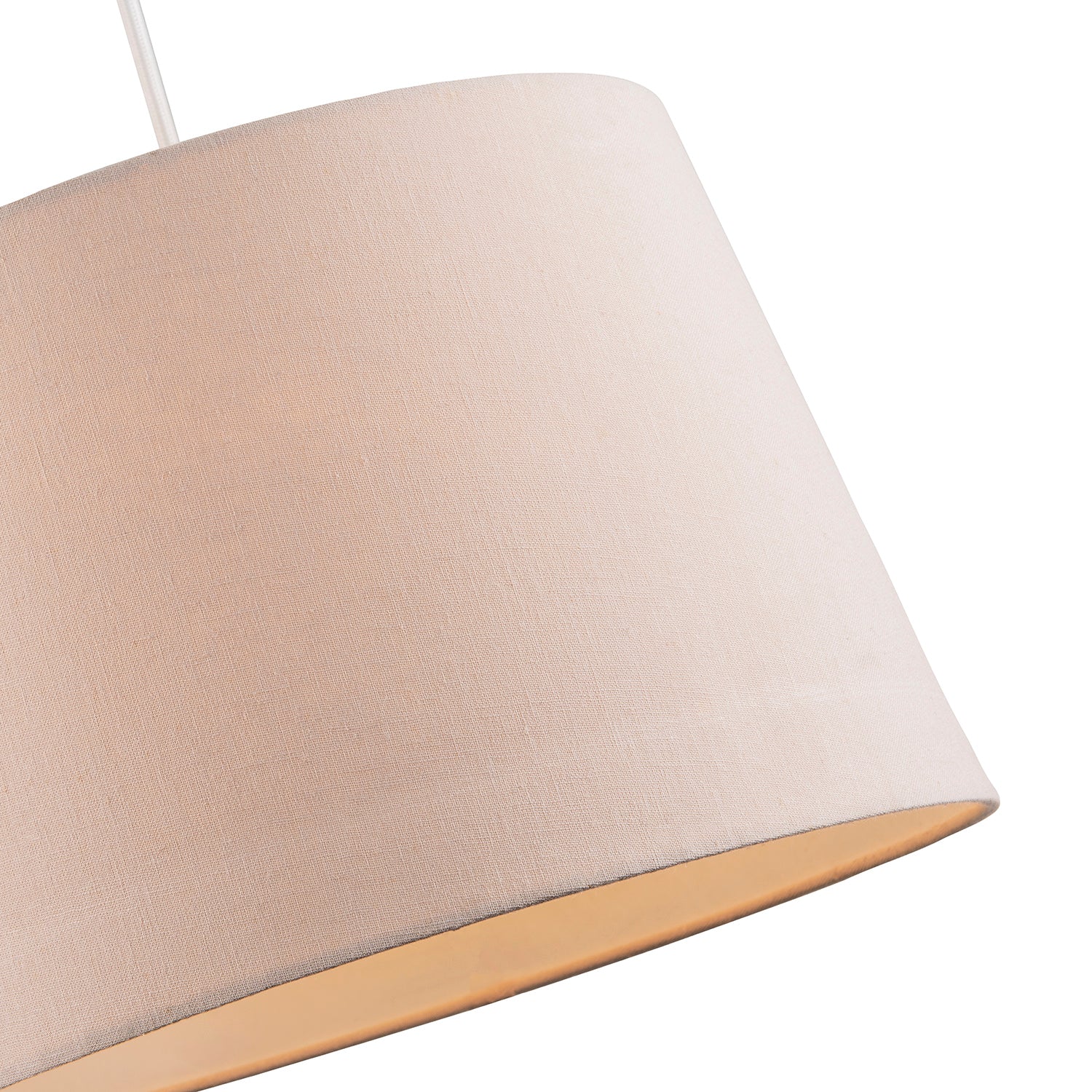 Contemporary Light Taupe Linen Fabric Drum Lampshade with Cotton Inner Image 3