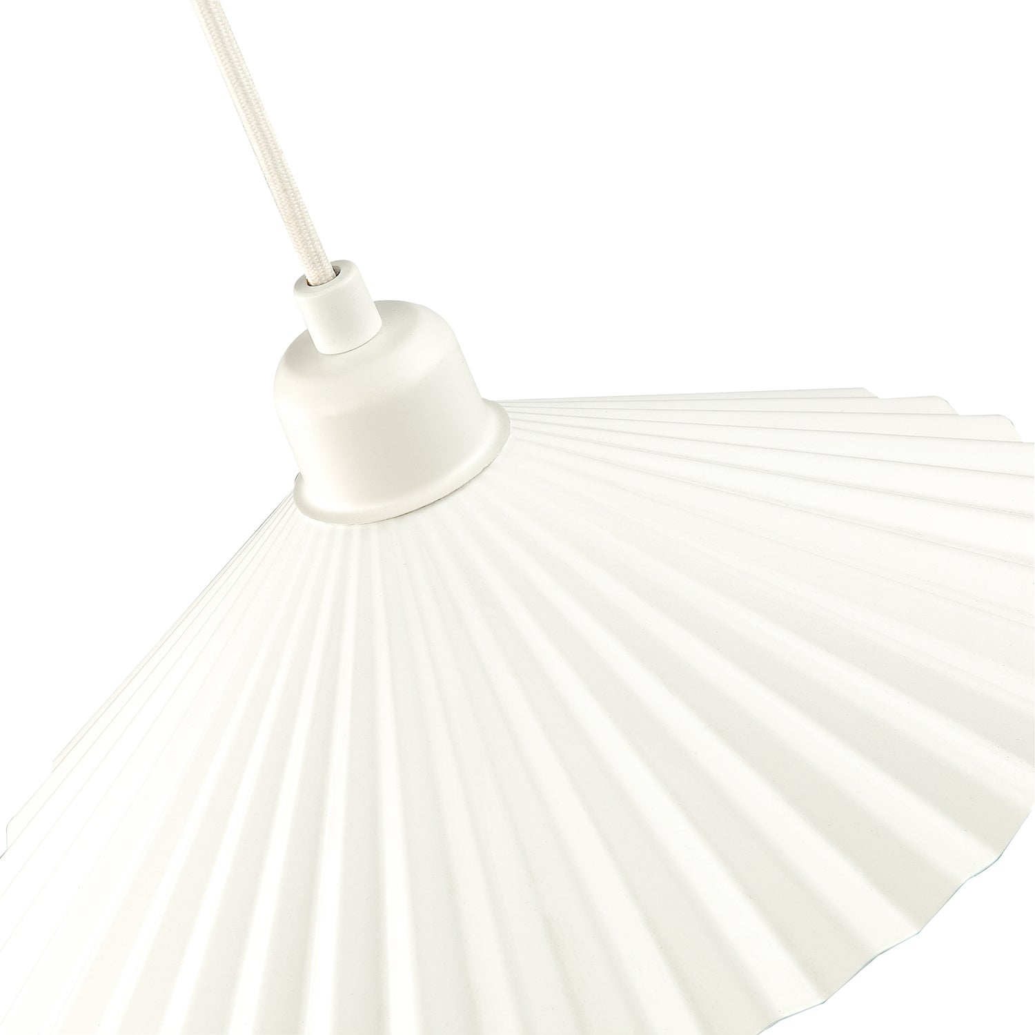 Vintage Ribbed Top Hat Style Metal Pendant Light Shade in White Gloss Finish Image 5