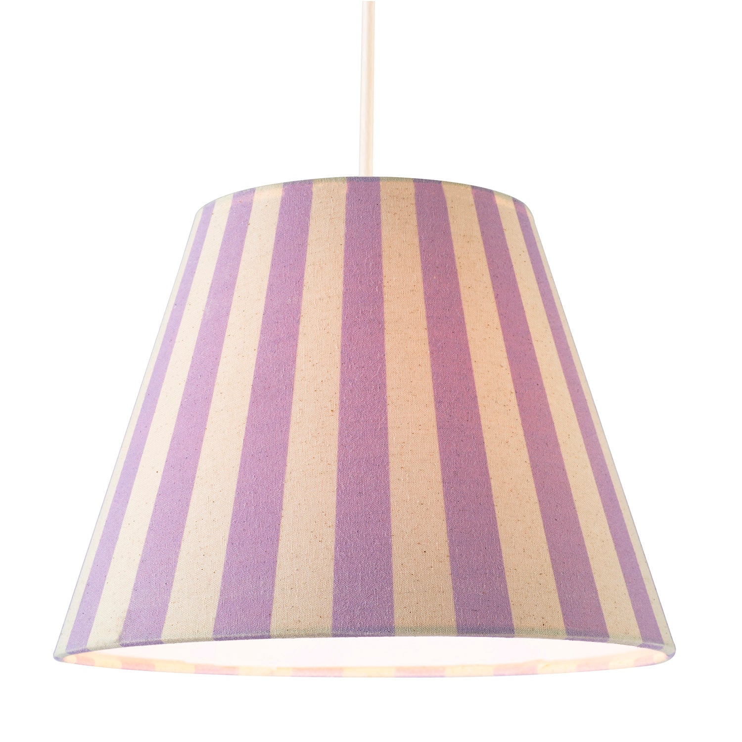 Lavender Lilac and Oatmeal Linen Stripe Coolie Shade with Cotton Inner Image 2
