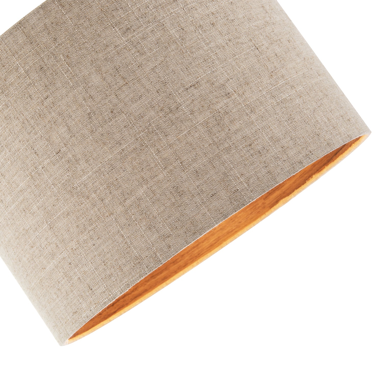 Vintage Natural Linen Lamp Shade in Oatmeal with Wood Effect Inner Image 3