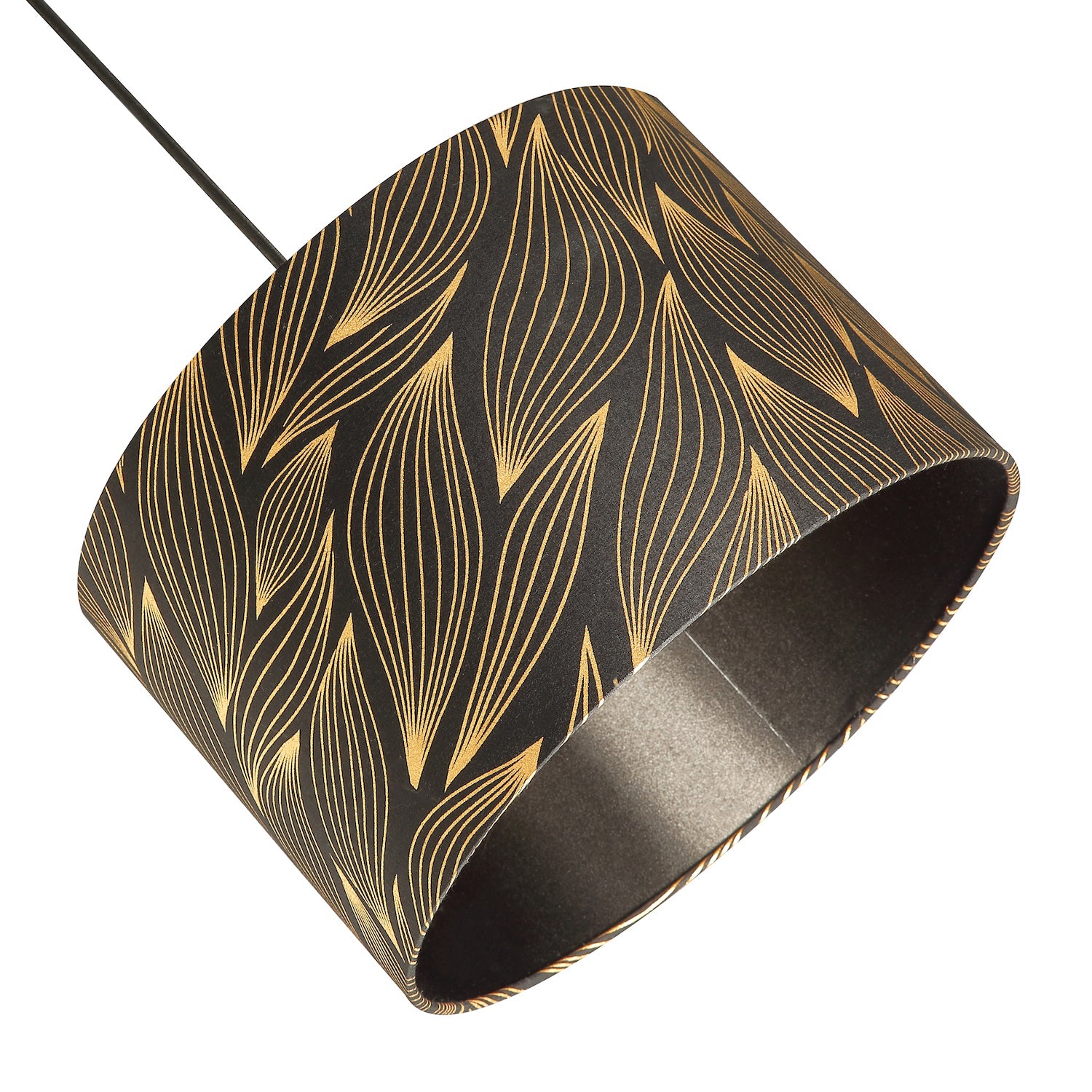 Designer Black Lamp Shade with Gold Foil Leaves with Inner Satin Fabric Lining Image 8