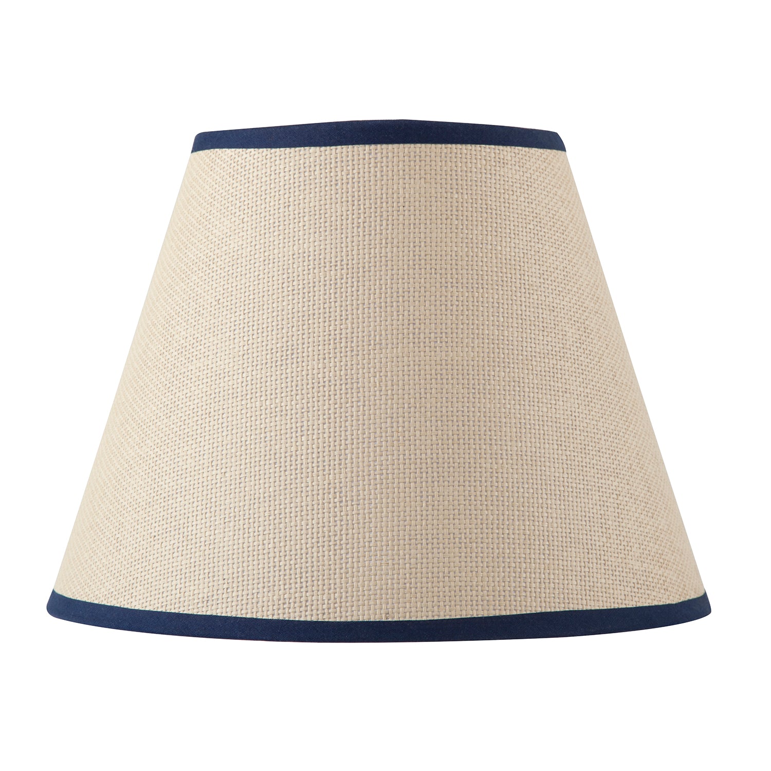 Traditional Rattan Tweed Lamp Shade with Navy Blue Cotton Fabric Trims Image 4