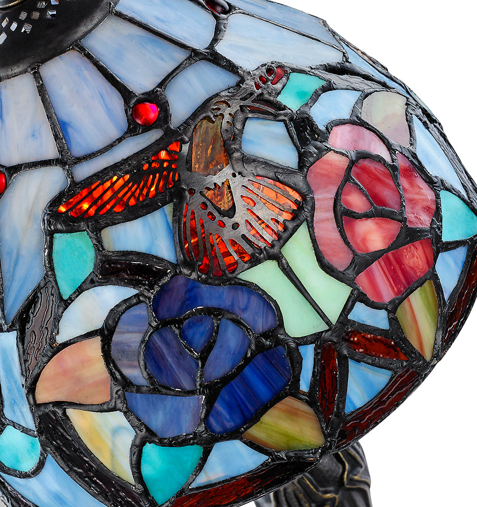 Humming Bird Tiffany Lamp with Colourful Stained Glass Shade Image 4