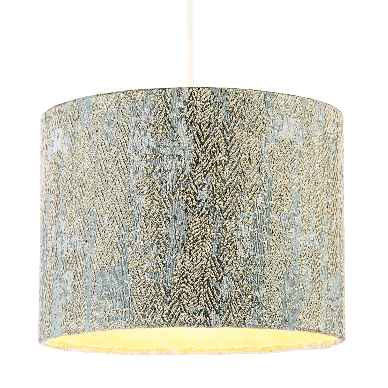 Textured Herringbone and Chevron Jacquard Lampshade in Gold and Silver Image 2