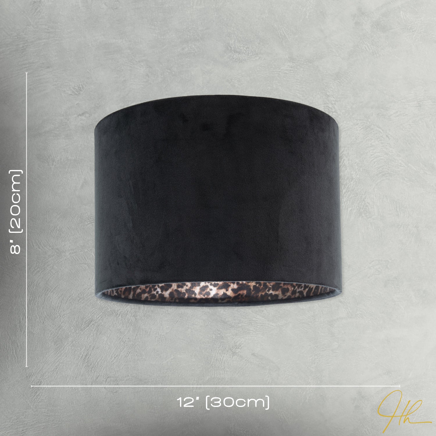 Black Velvet Lamp Shade with Inner Leopard Print Satin Shimmer Lining Image 7